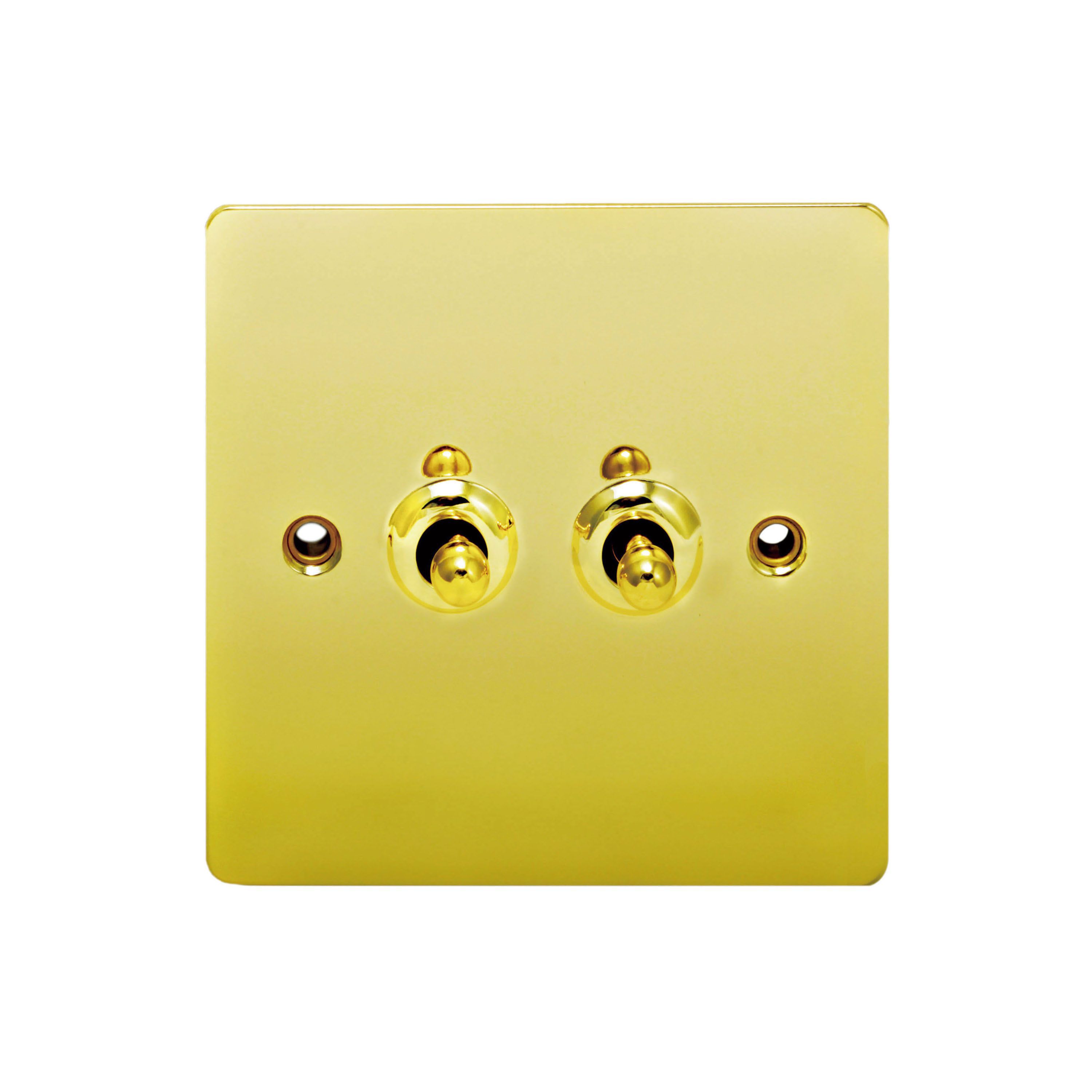 Holder 10a 2 Way Polished Brass Effect Double Toggle Switch Departments Diy At Bandq 