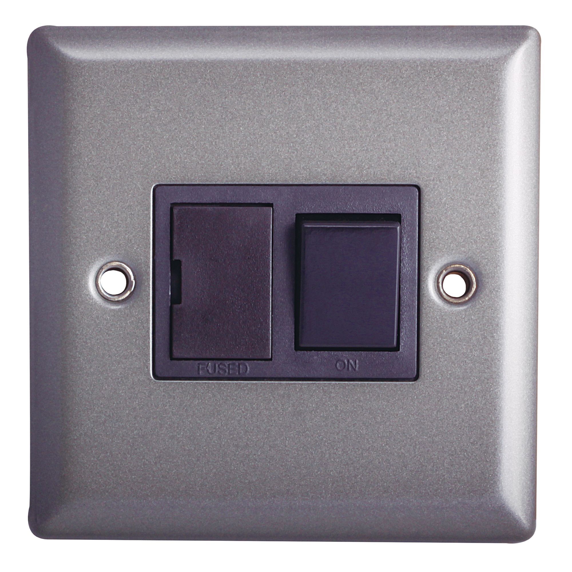 Holder 13A Single Pewter effect Switch Departments DIY at B&Q