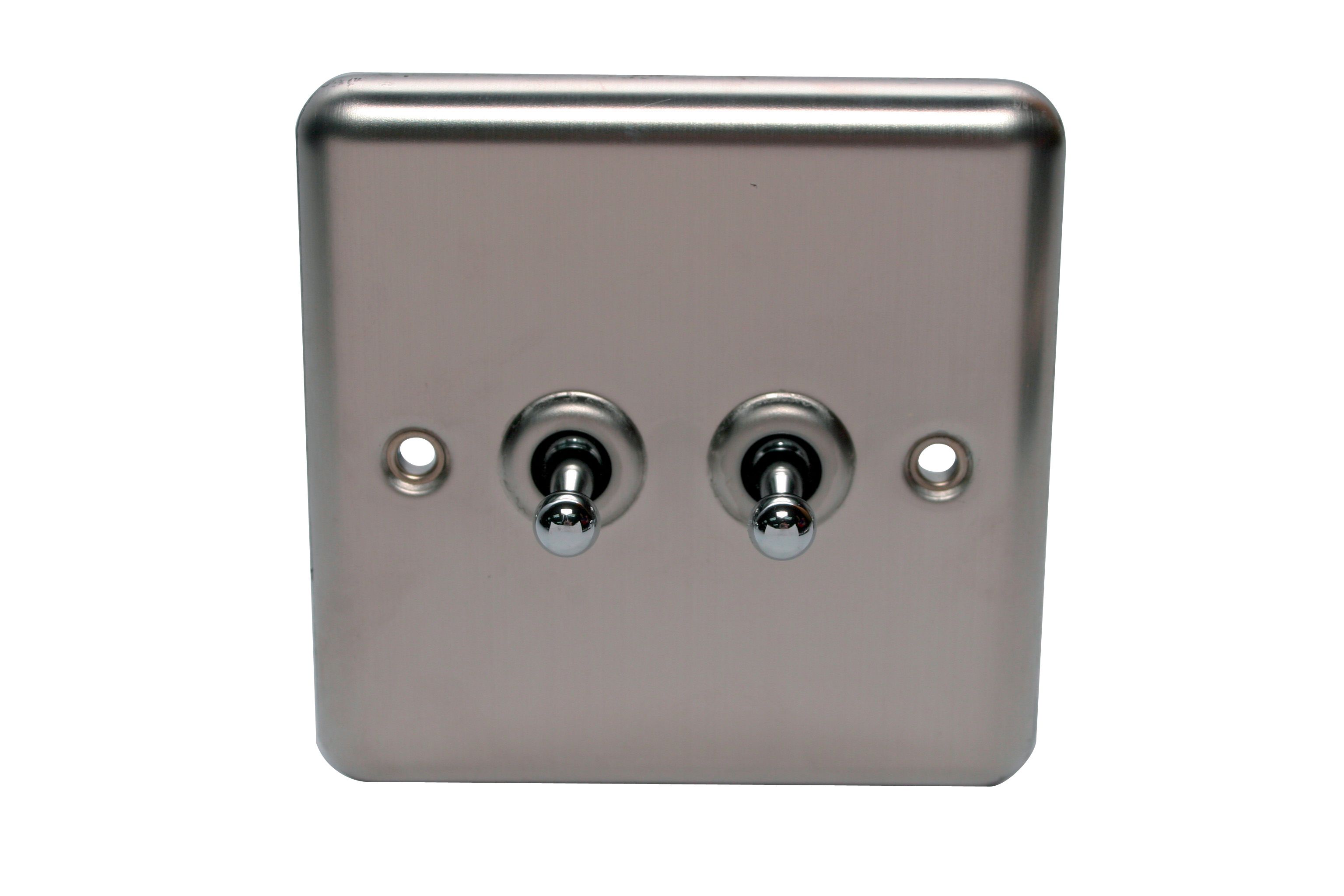 Holder 10a 2 Way Brushed Stainless Steel Effect Single Toggle Switch Departments Diy At Bandq 