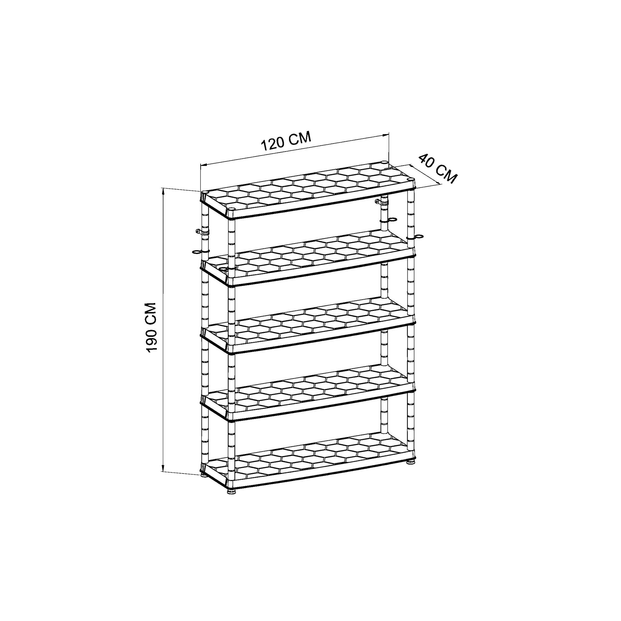5 shelf Plastic Shelving unit (H)1850mm (W)1200mm (D)400mm