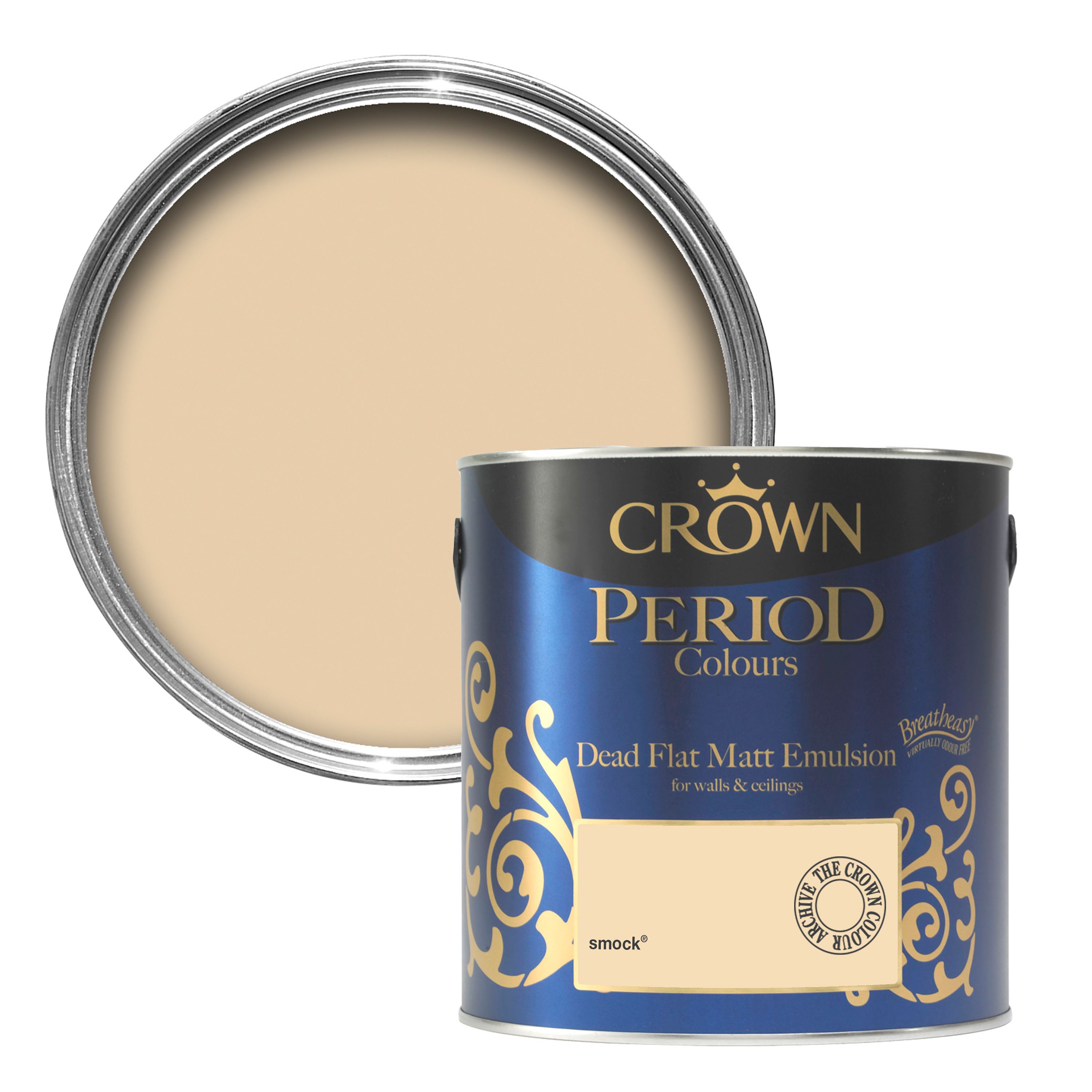 Crown Period colours Smock Matt Emulsion paint 2.5 L Departments