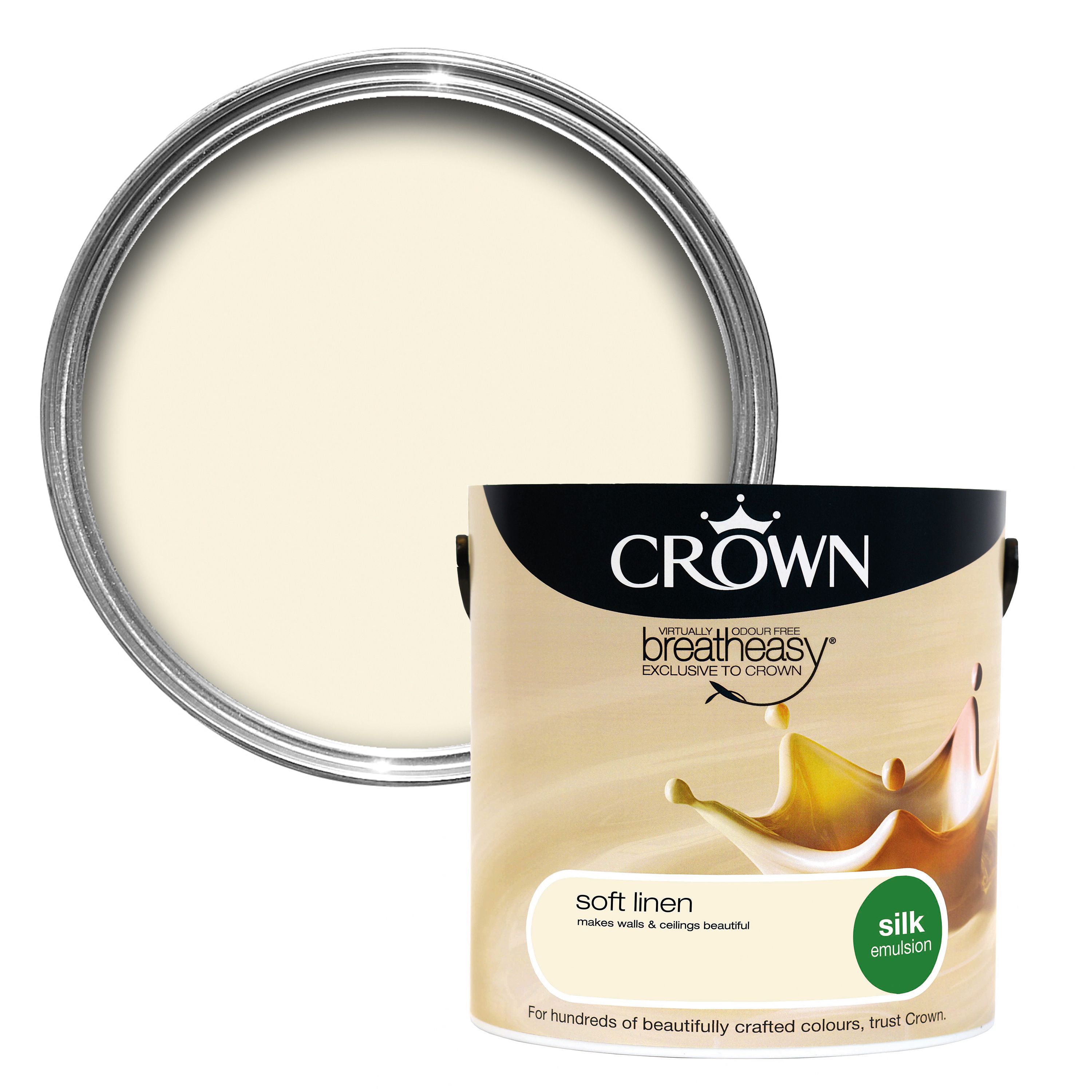 Crown Breatheasy Soft Linen Silk Emulsion Paint 2.5L Departments