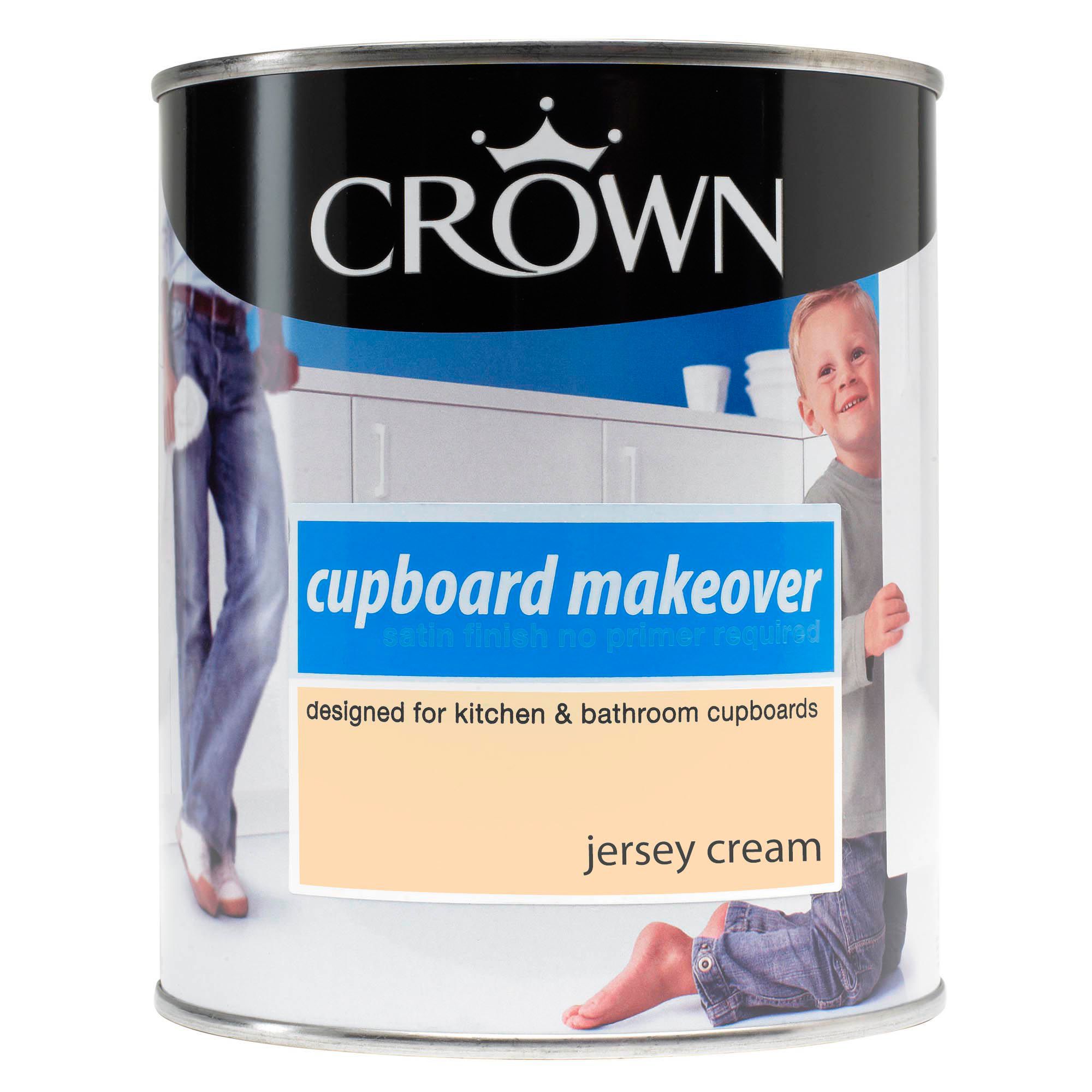 Crown Kitchen & Bathroom Jersey Cream Satin Cupboard Paint 750ml Departments TradePoint