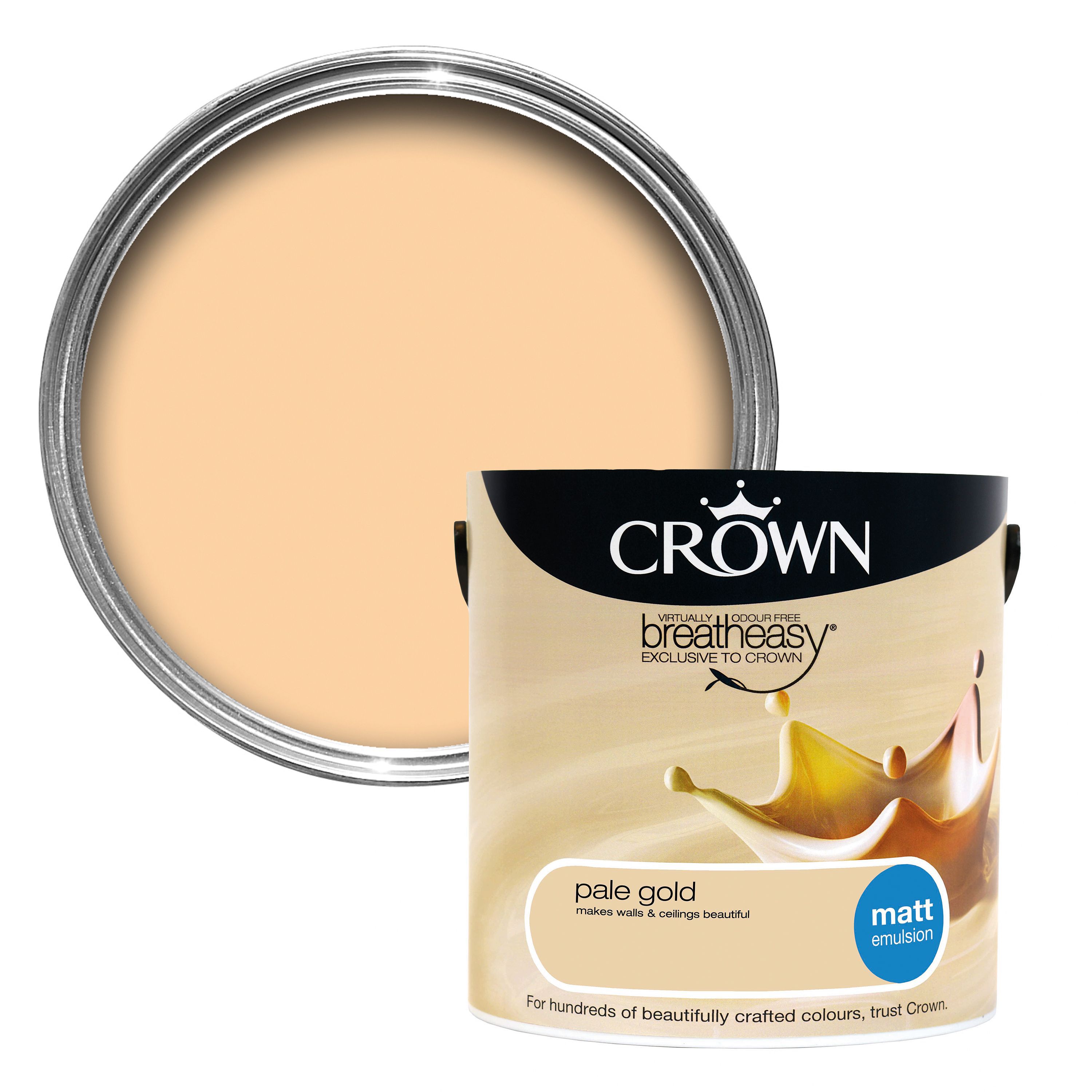 Crown Breatheasy Pale Gold Matt Emulsion Paint 2.5L Departments DIY