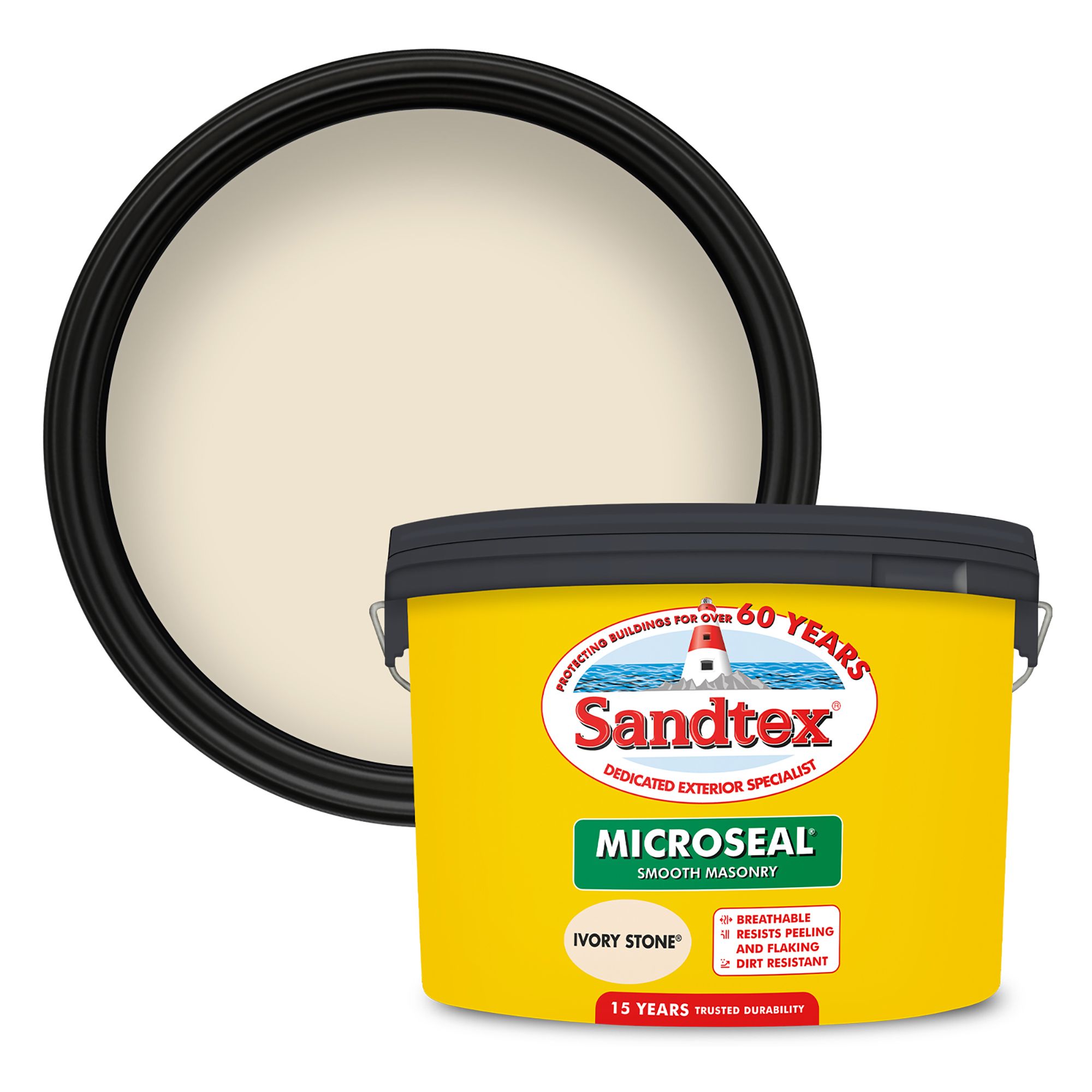 Sandtex Ivory stone Masonry paint, 10L Departments DIY at B&Q