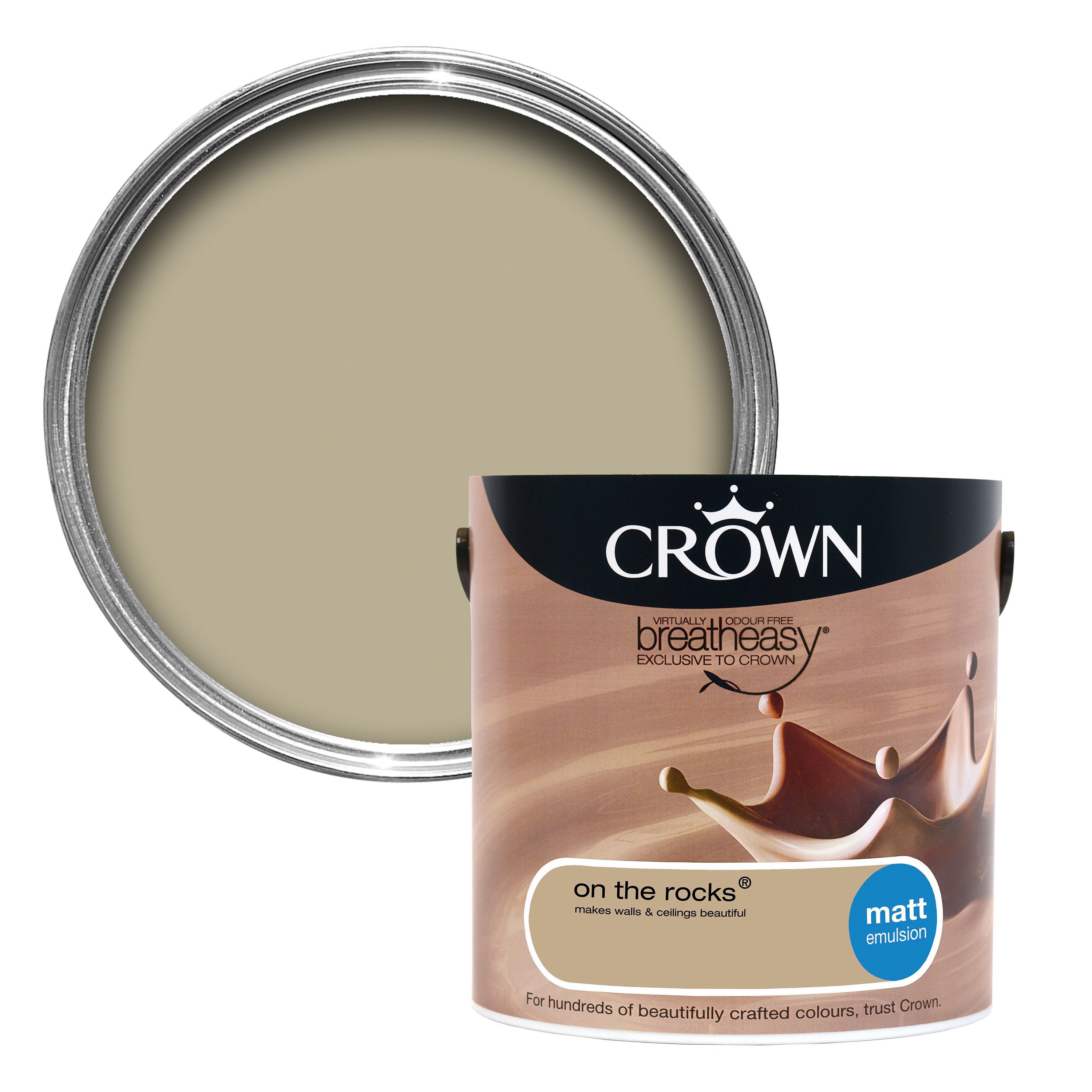 Crown Neutrals On The Rocks Matt Emulsion Paint 2.5L Departments