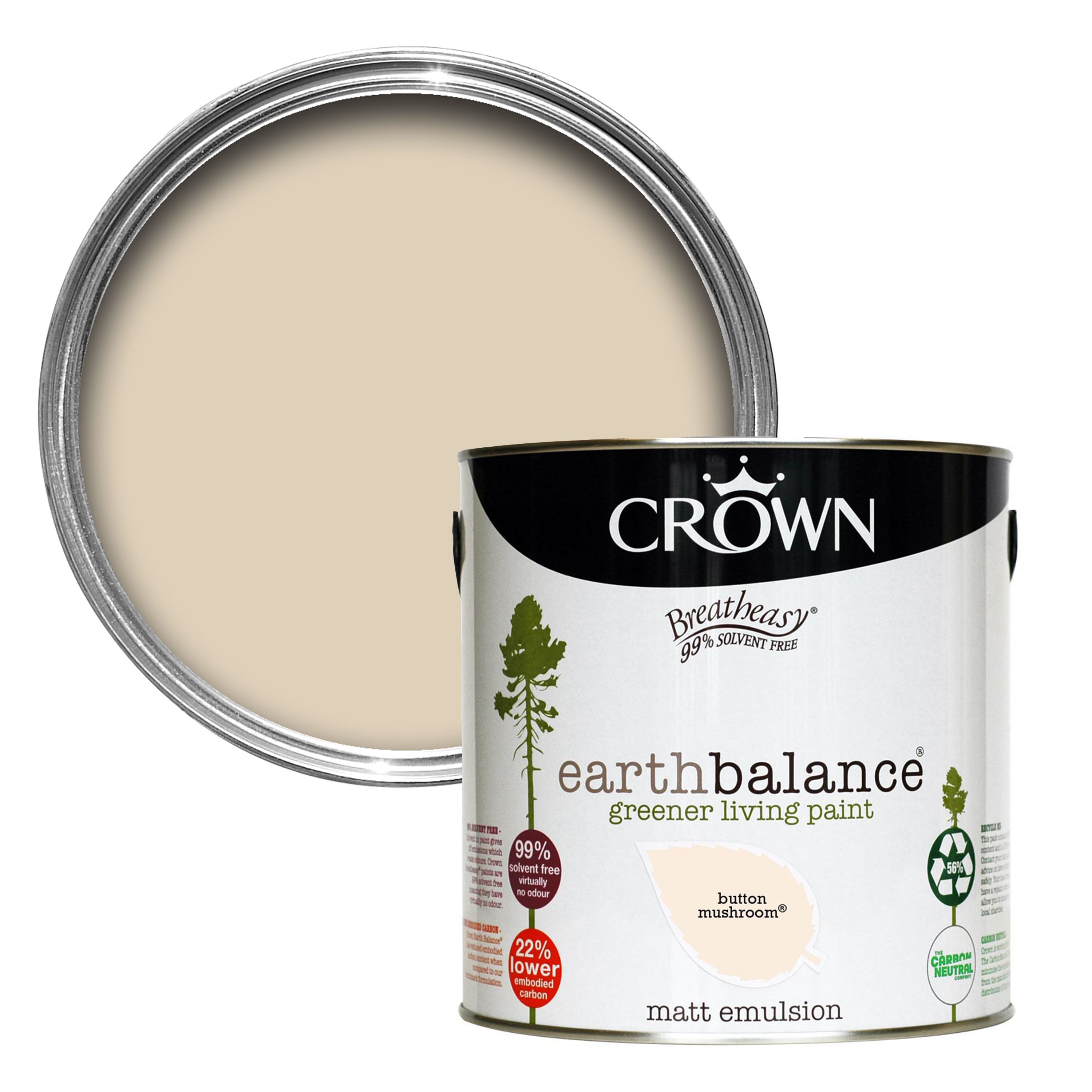 Crown Breatheasy Button Mushroom Matt Emulsion Paint 2 5l