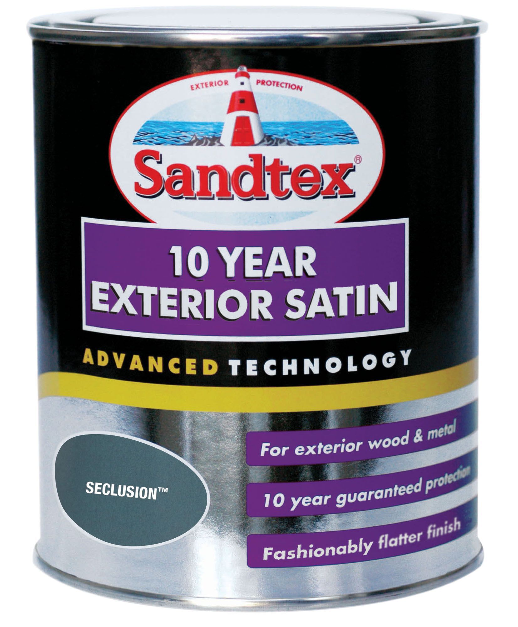 Sandtex Seclusion grey Satin Metal & wood paint, 0.75L ...