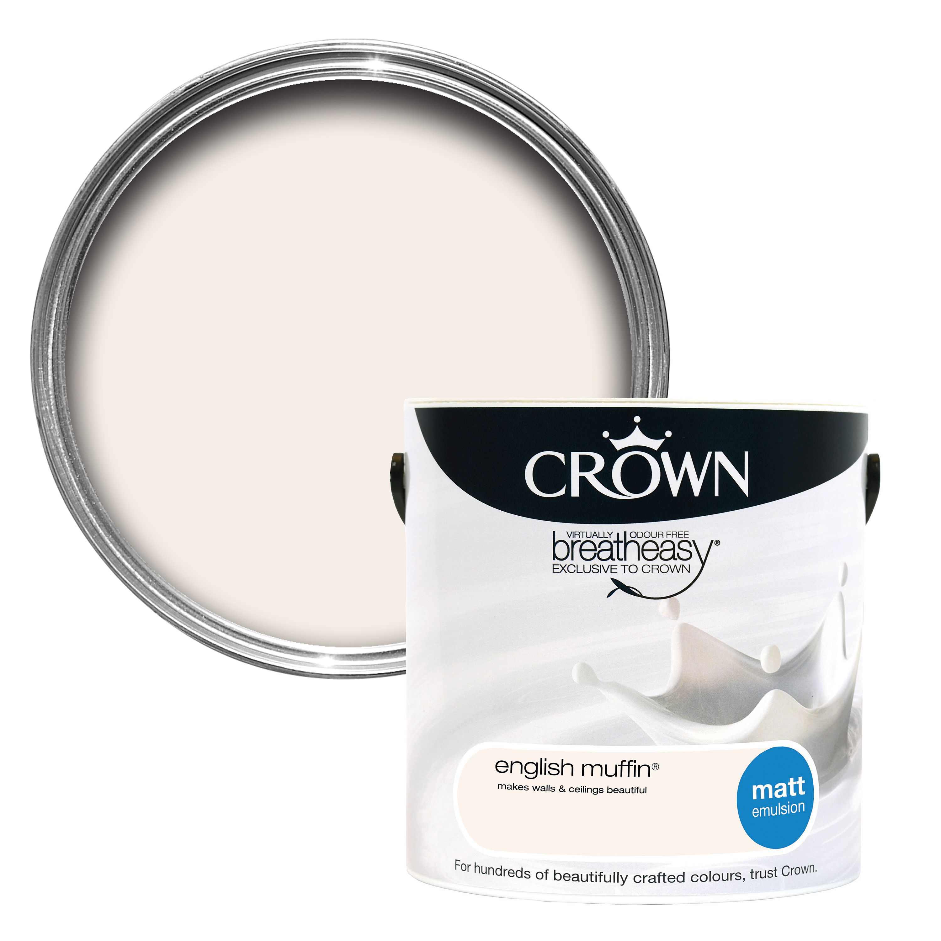 Crown Breatheasy English Muffin Matt Emulsion Paint 2.5L Departments