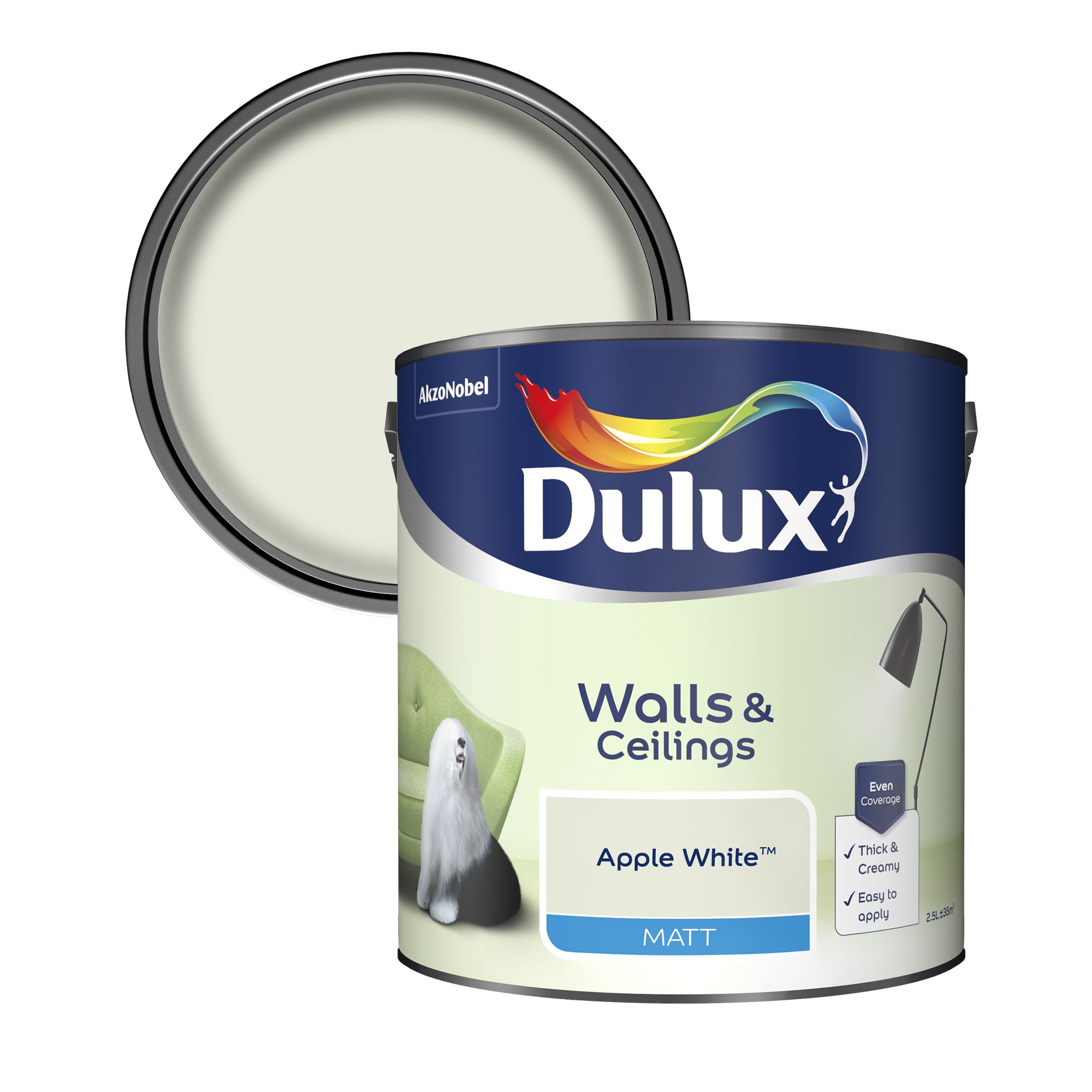 Dulux Natural hints Apple white Matt Emulsion paint 2.5L | Departments