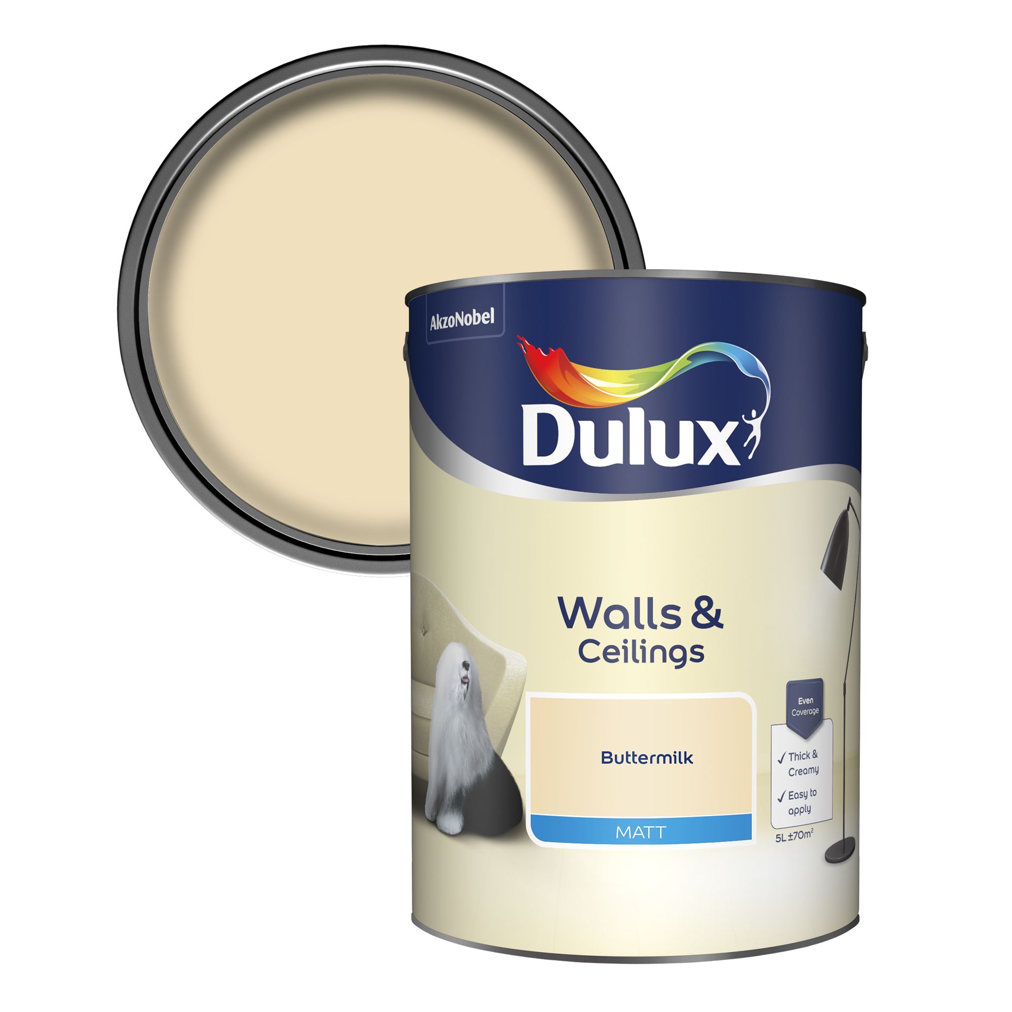 Dulux Buttermilk Matt Emulsion paint 5L | Departments | DIY at B&Q