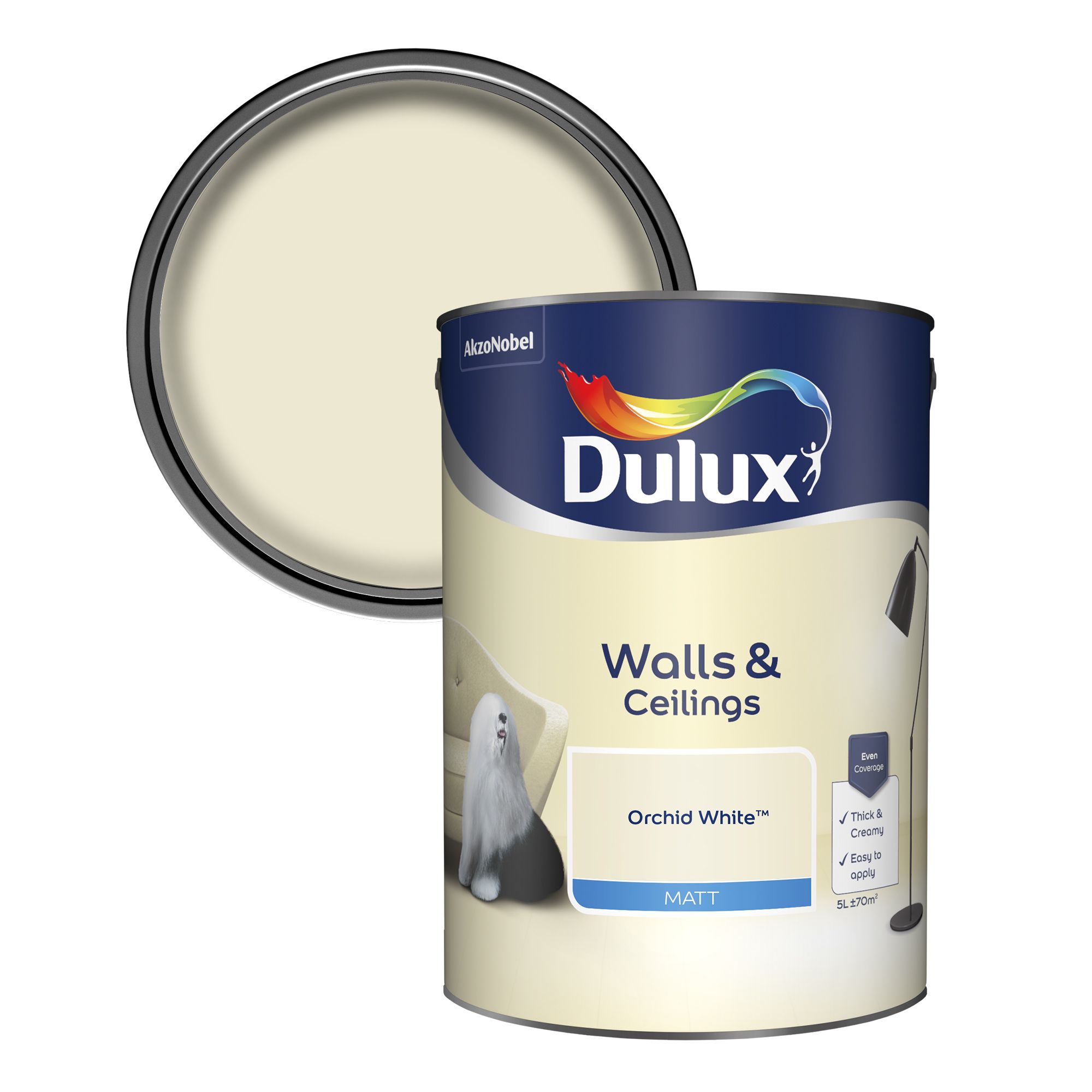 Dulux Natural hints Orchid white Matt Emulsion paint, 5L | Departments ...