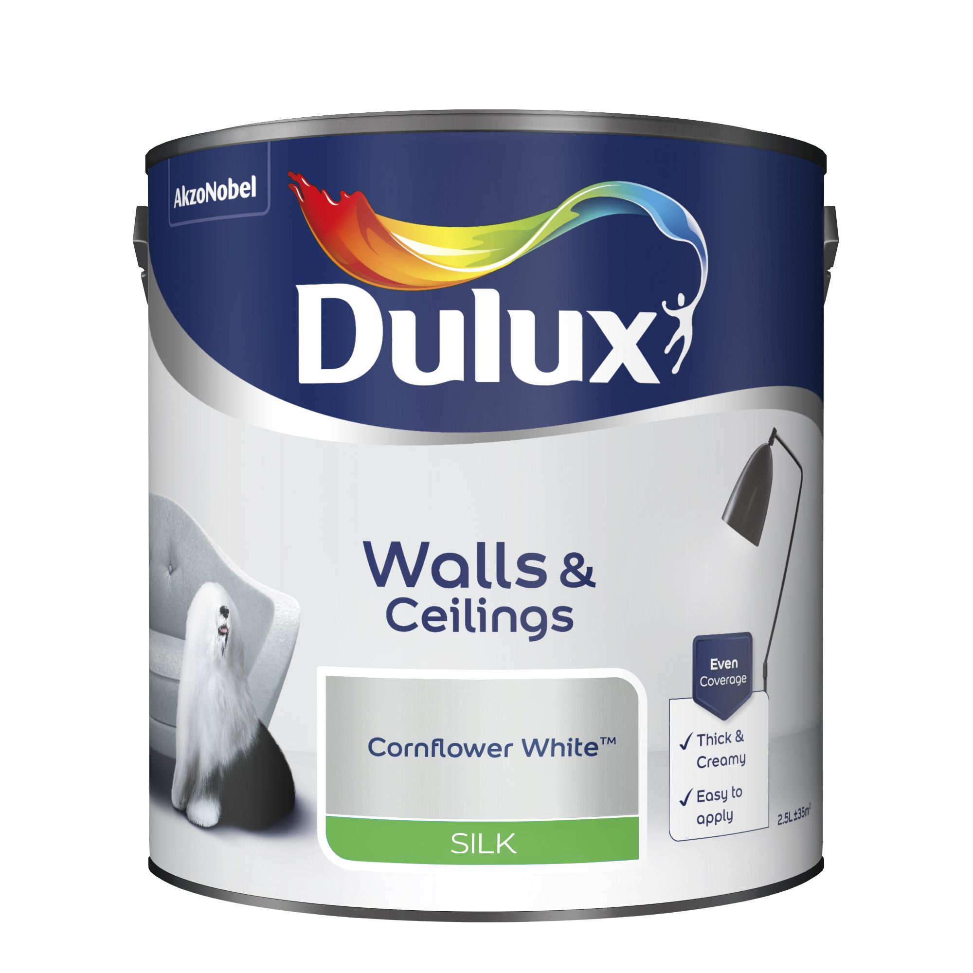 Dulux Natural Hints Cornflower White Silk Emulsion Paint 25l