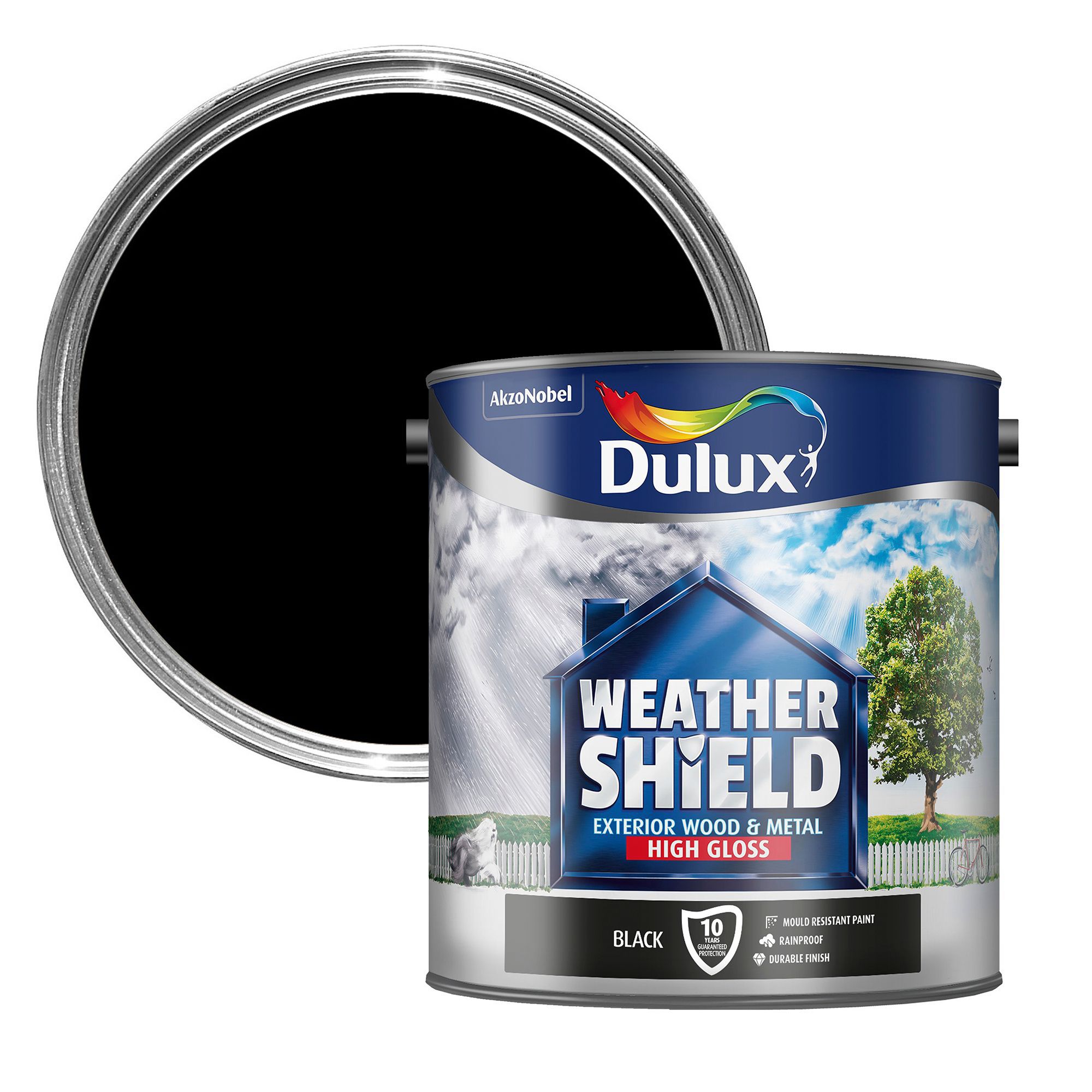 Dulux Weathershield Exterior Black Gloss Wood Metal 