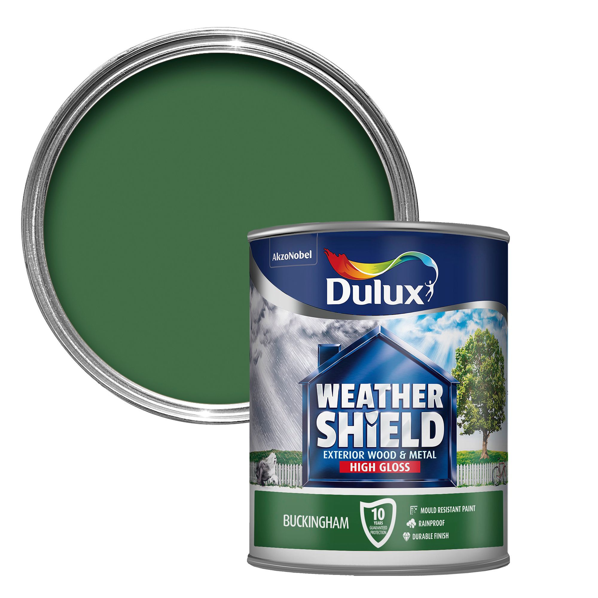 Dulux Weathershield Exterior Buckingham Green Gloss Wood & Metal Paint ...