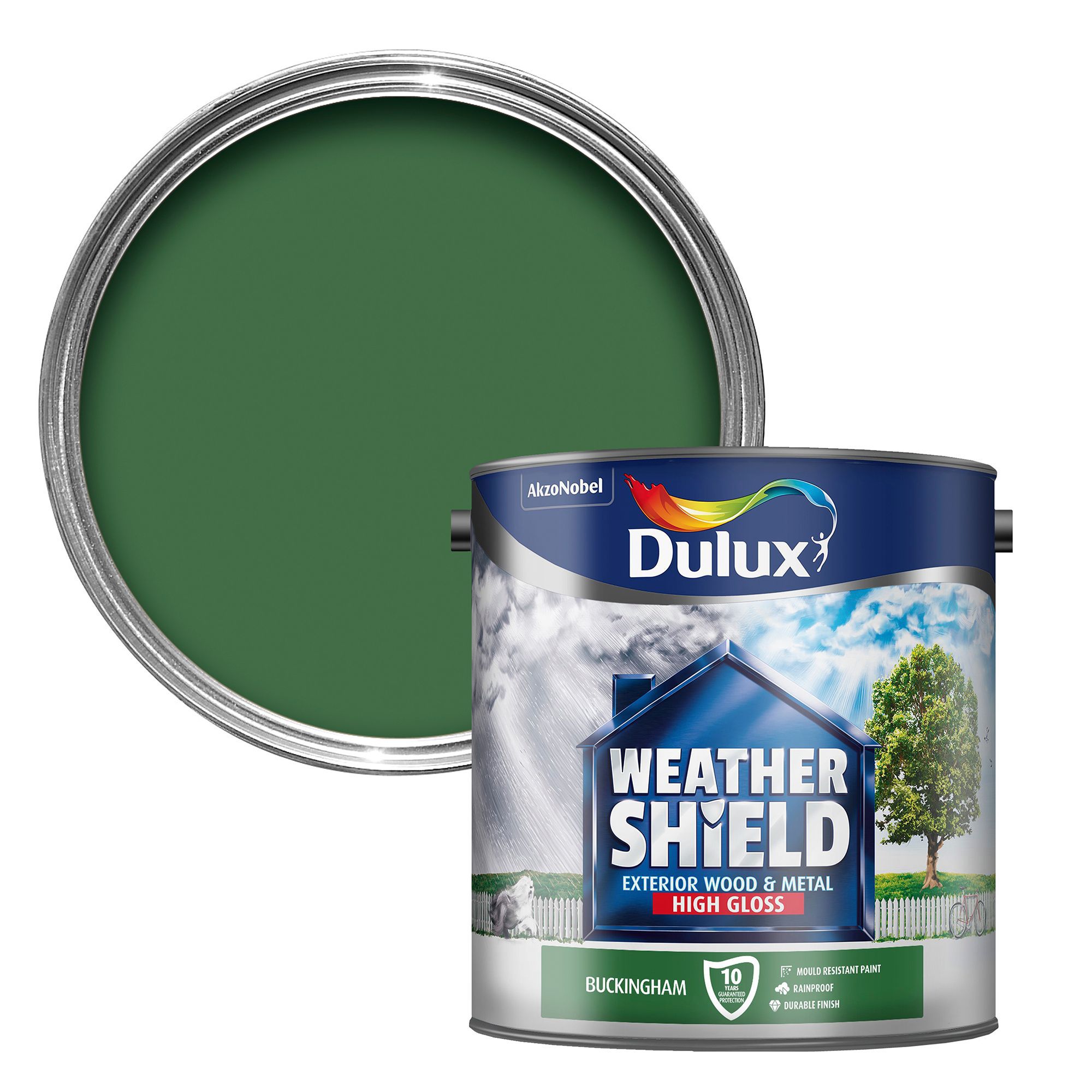 Dulux Weathershield Buckingham green Gloss Wood & metal paint 2.5L