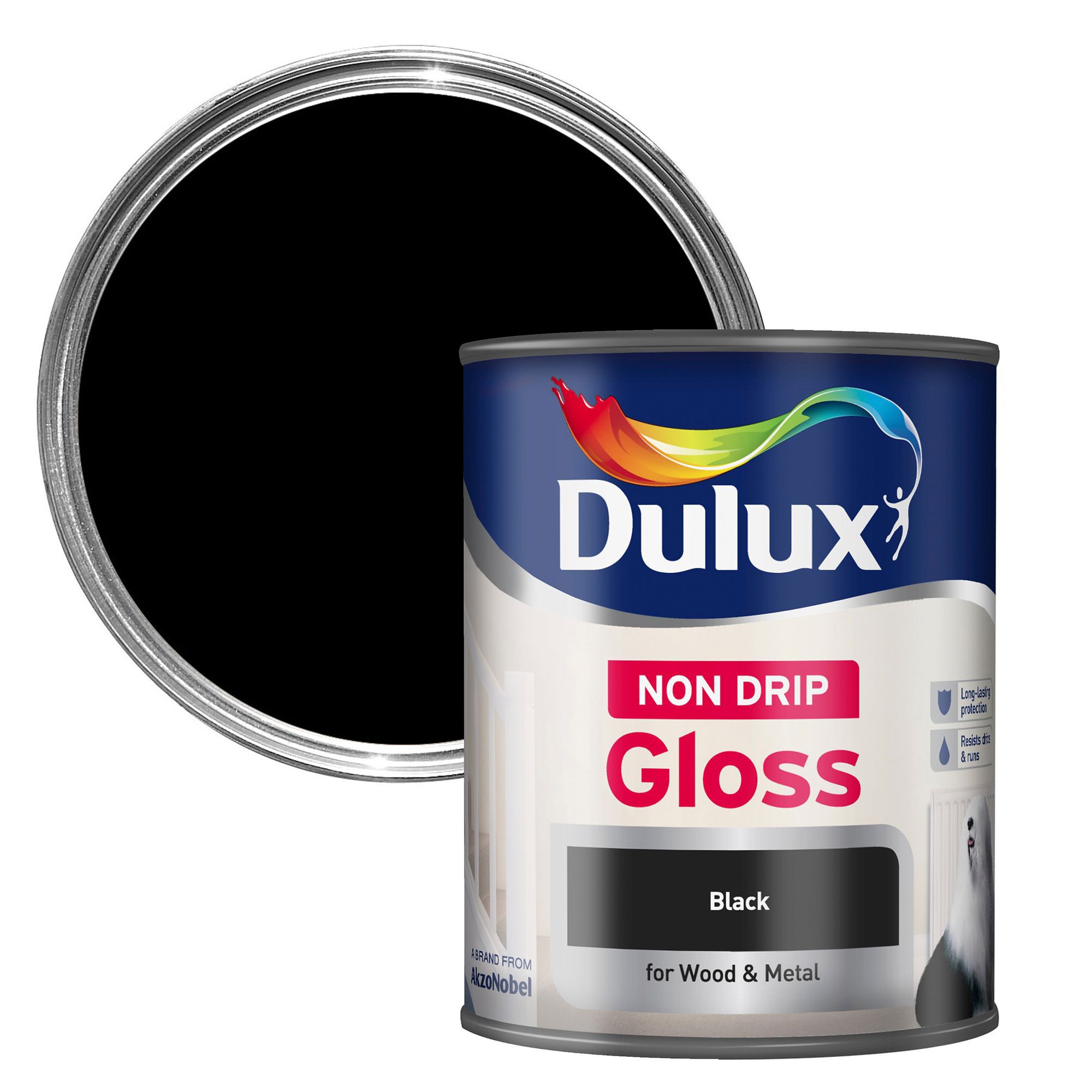 Dulux Interior & Exterior Black Gloss Wood & Metal Paint 750ml ...