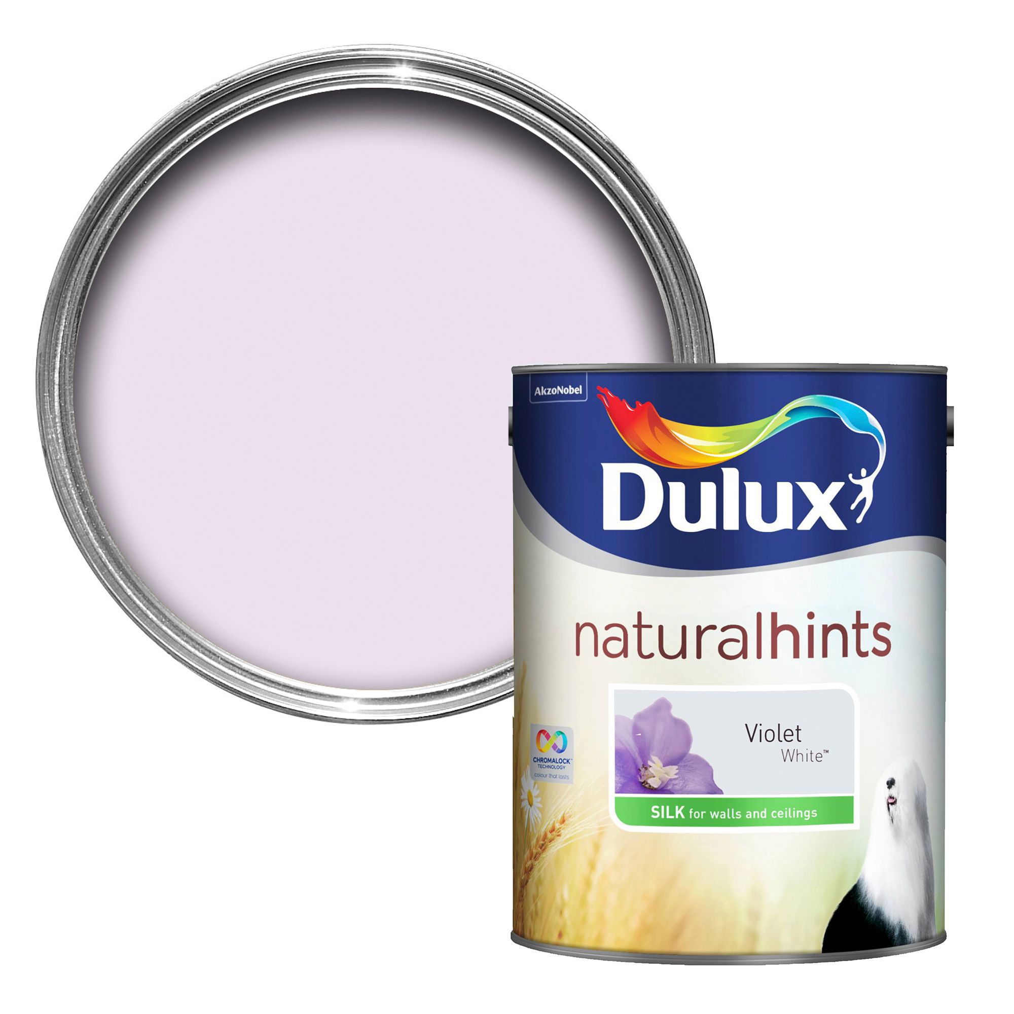 Dulux Violet White Silk Emulsion Paint 5l Departments Diy At B Q