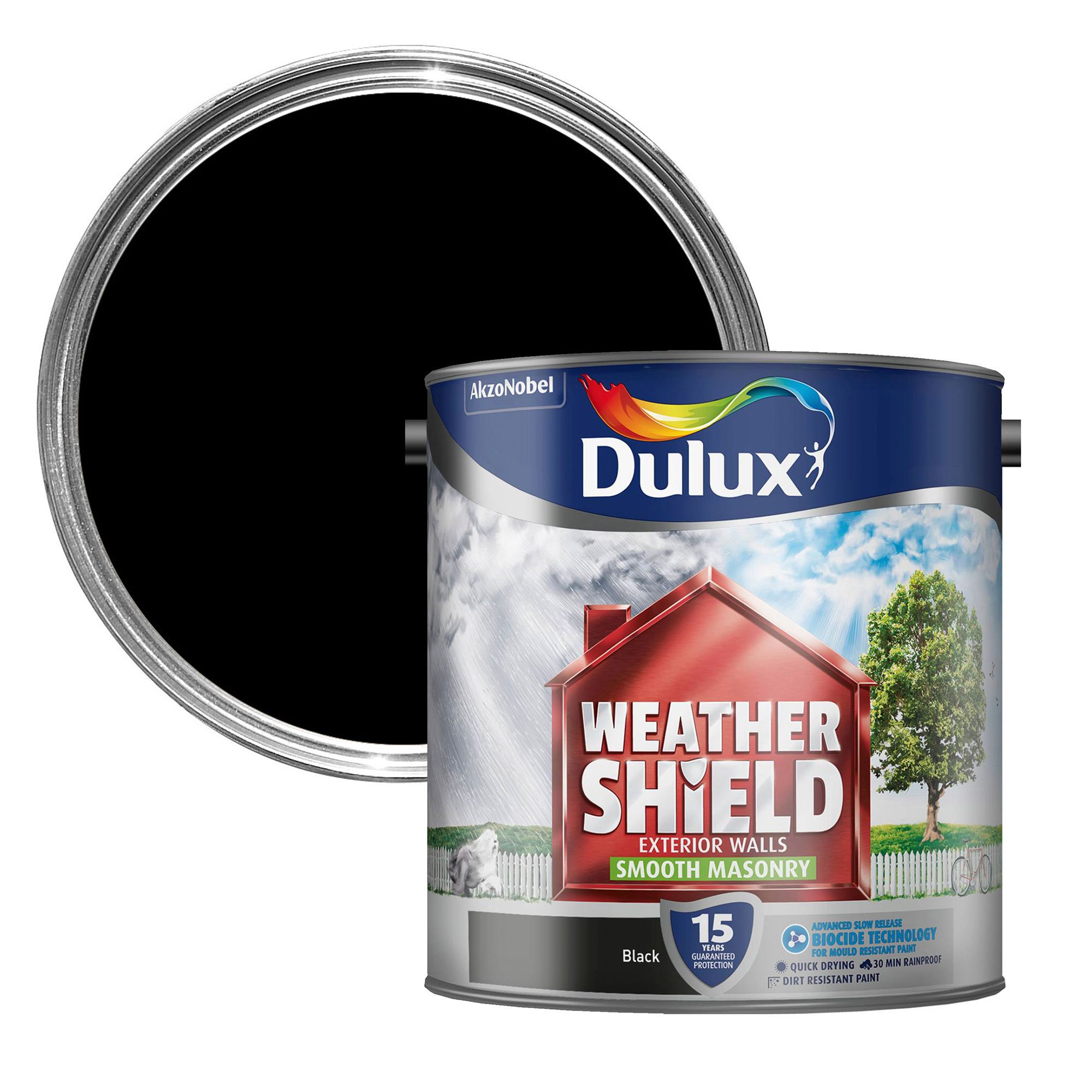  Dulux  Weathershield  Black  Smooth Masonry paint  2 5L 