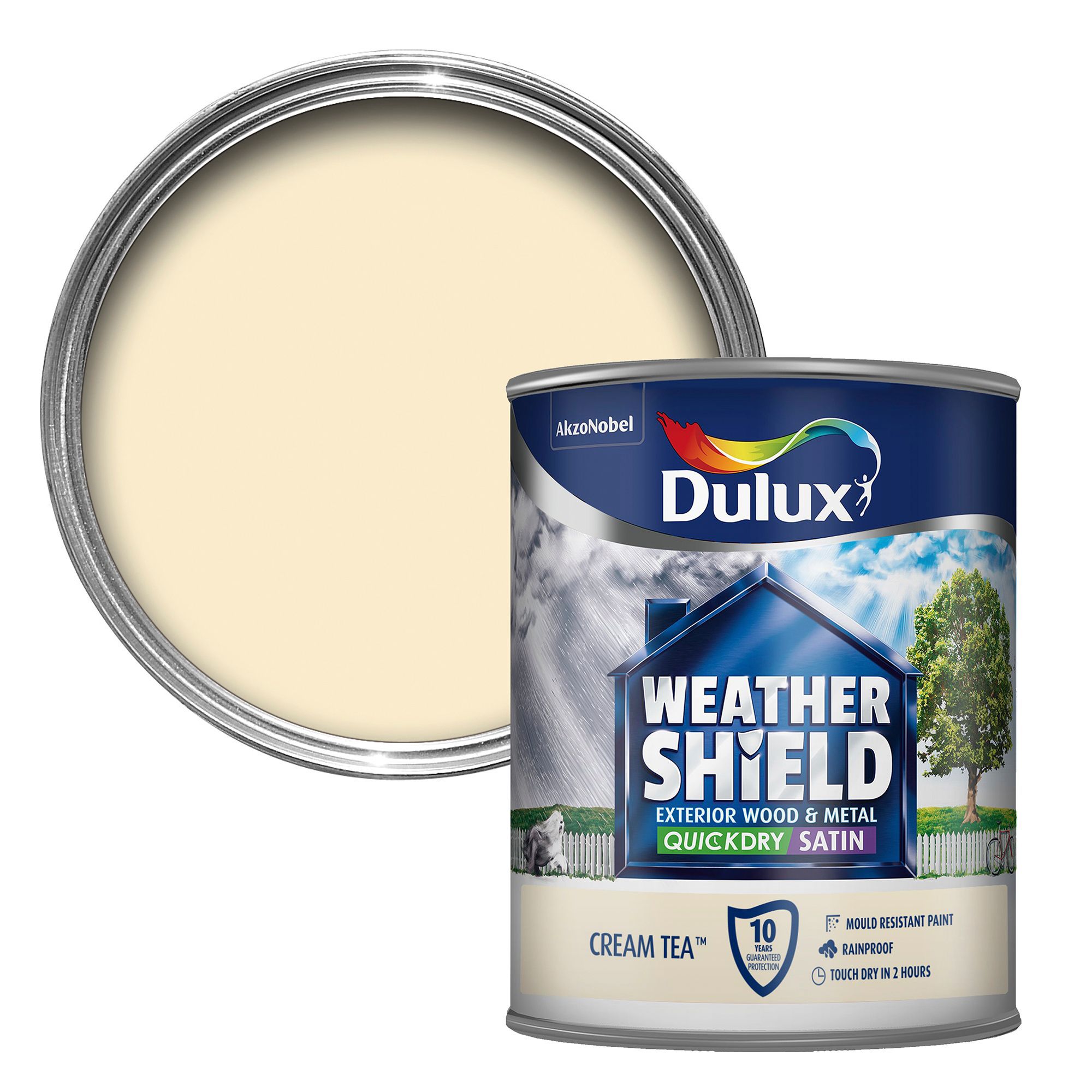 Dulux Weathershield Exterior Cream tea Satin Wood & metal paint 0.75L ...