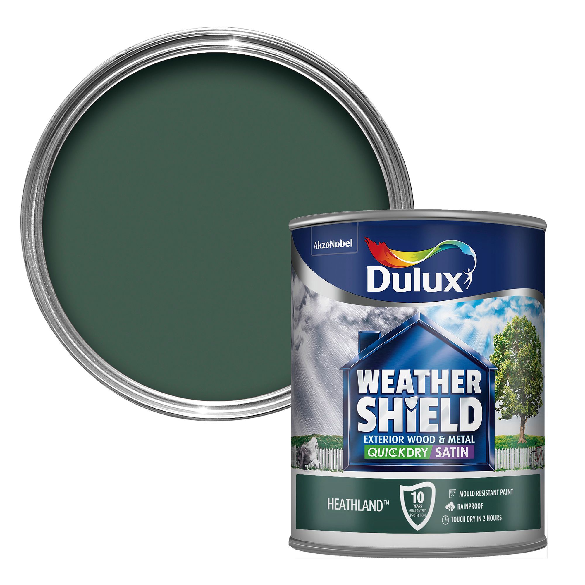 Dulux Weathershield Heathland Green Satin Metal Wood Paint 0 75L 