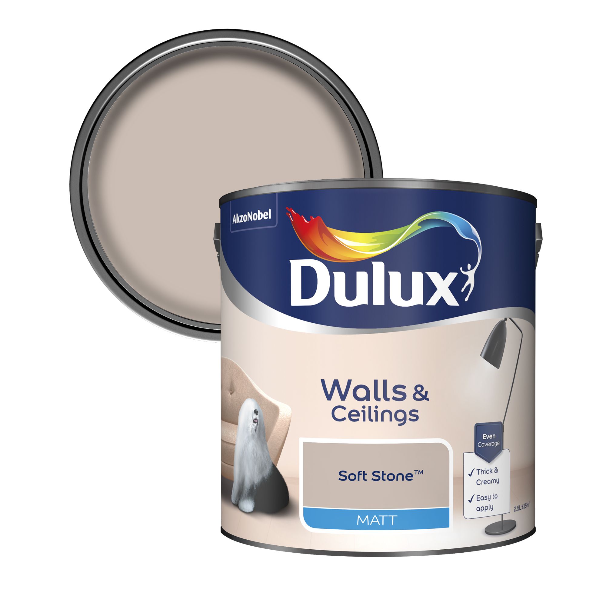 Dulux Soft stone Matt Emulsion paint, 2.5L Departments DIY at B&Q