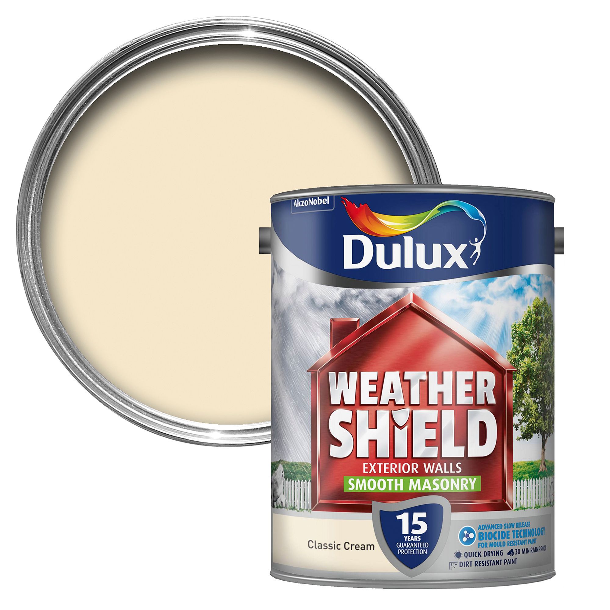 Dulux Weathershield Classic Cream Smooth Matt Masonry Paint 5L ...