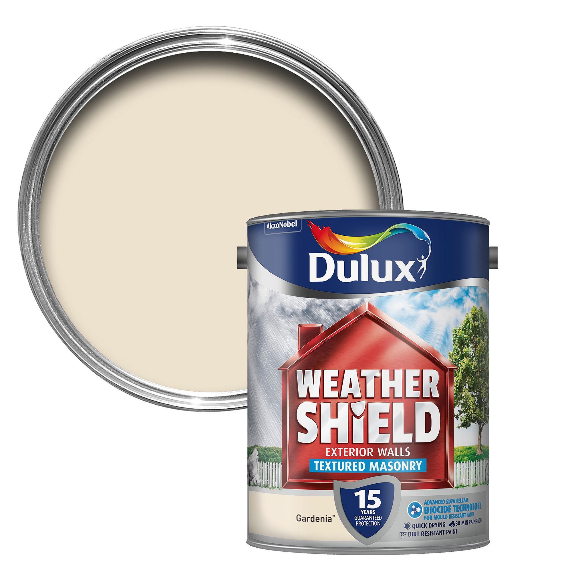 Dulux Weathershield Gardenia Textured Masonry paint 5L Can