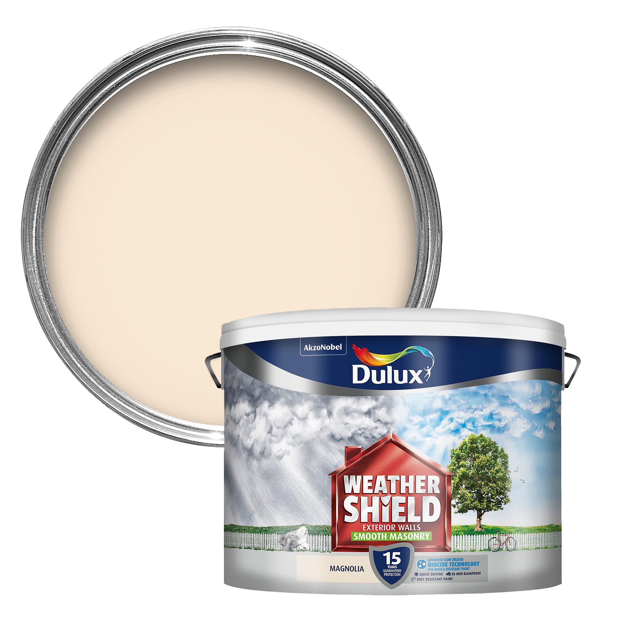  Dulux  Weathershield Magnolia  Smooth Masonry paint 10L 