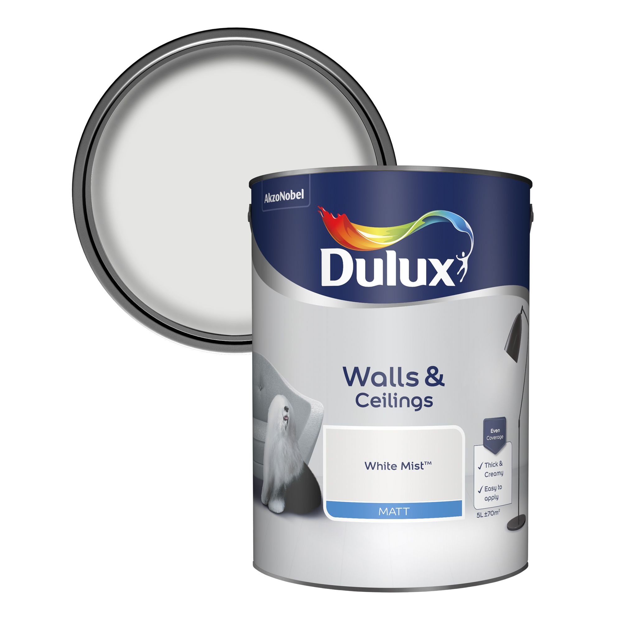 Dulux White Mist Matt Emulsion Paint 5l Departments Diy At B Q