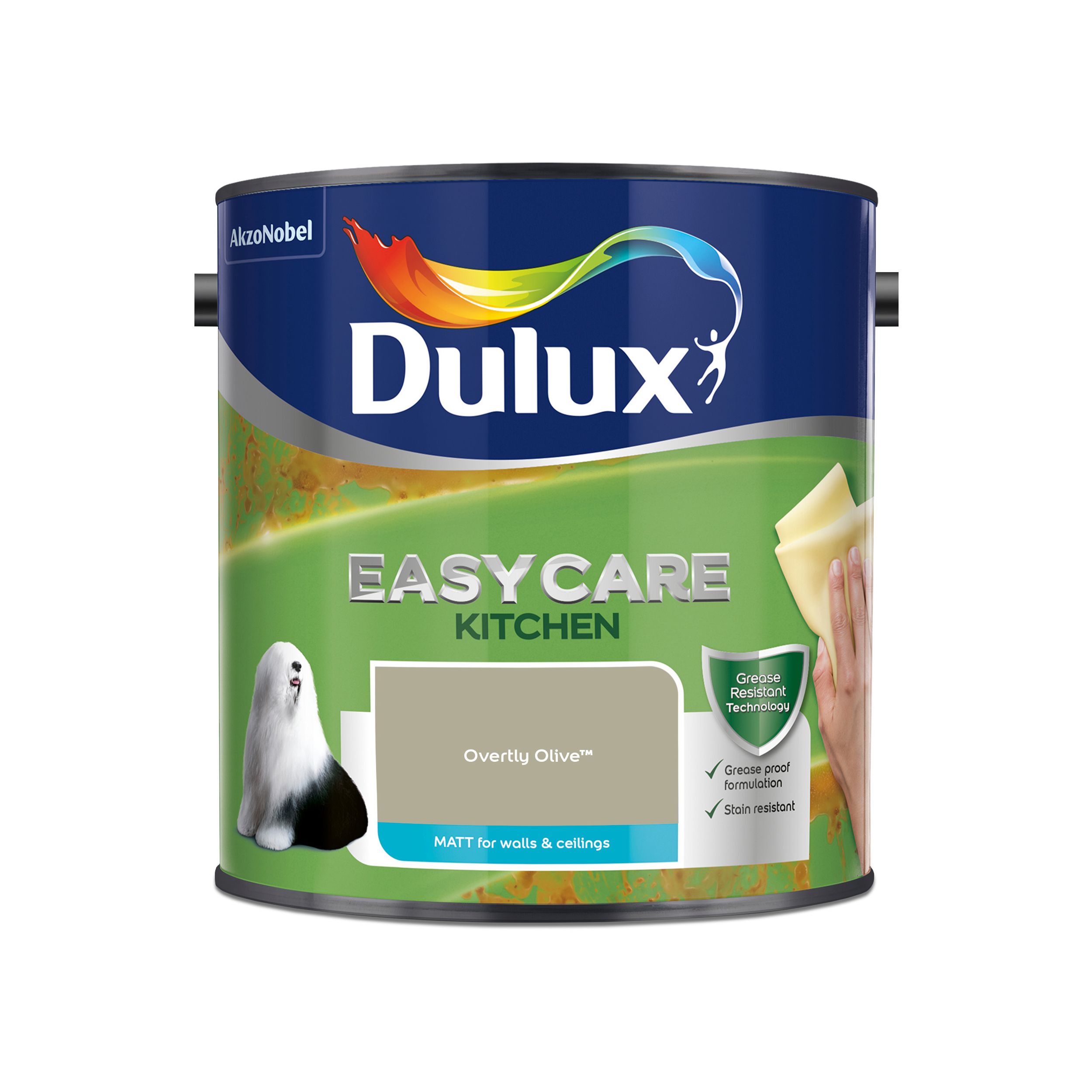 Dulux Easycare Kitchen Overtly Olive Matt Emulsion Paint, 2.5L ...