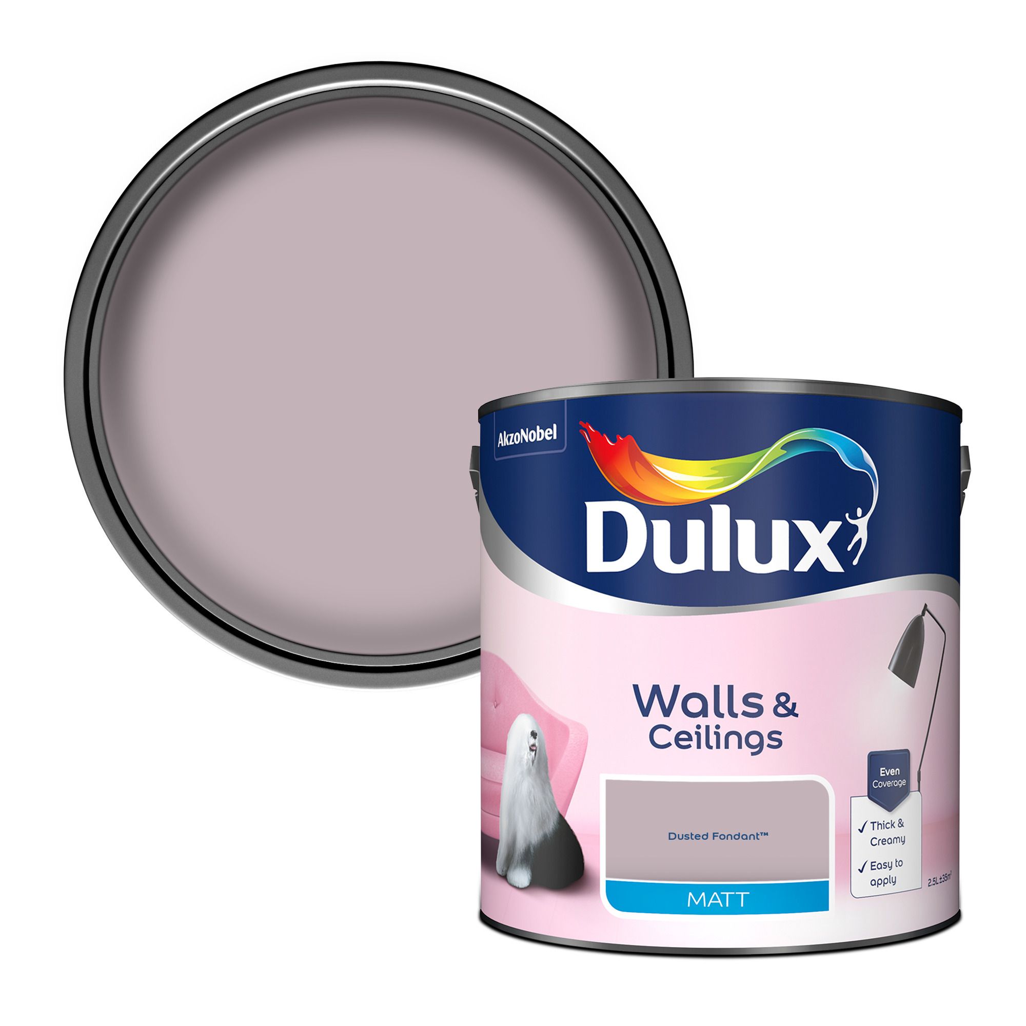 Dulux Dusted fondant Matt Emulsion paint, 2.5L Departments DIY at B&Q