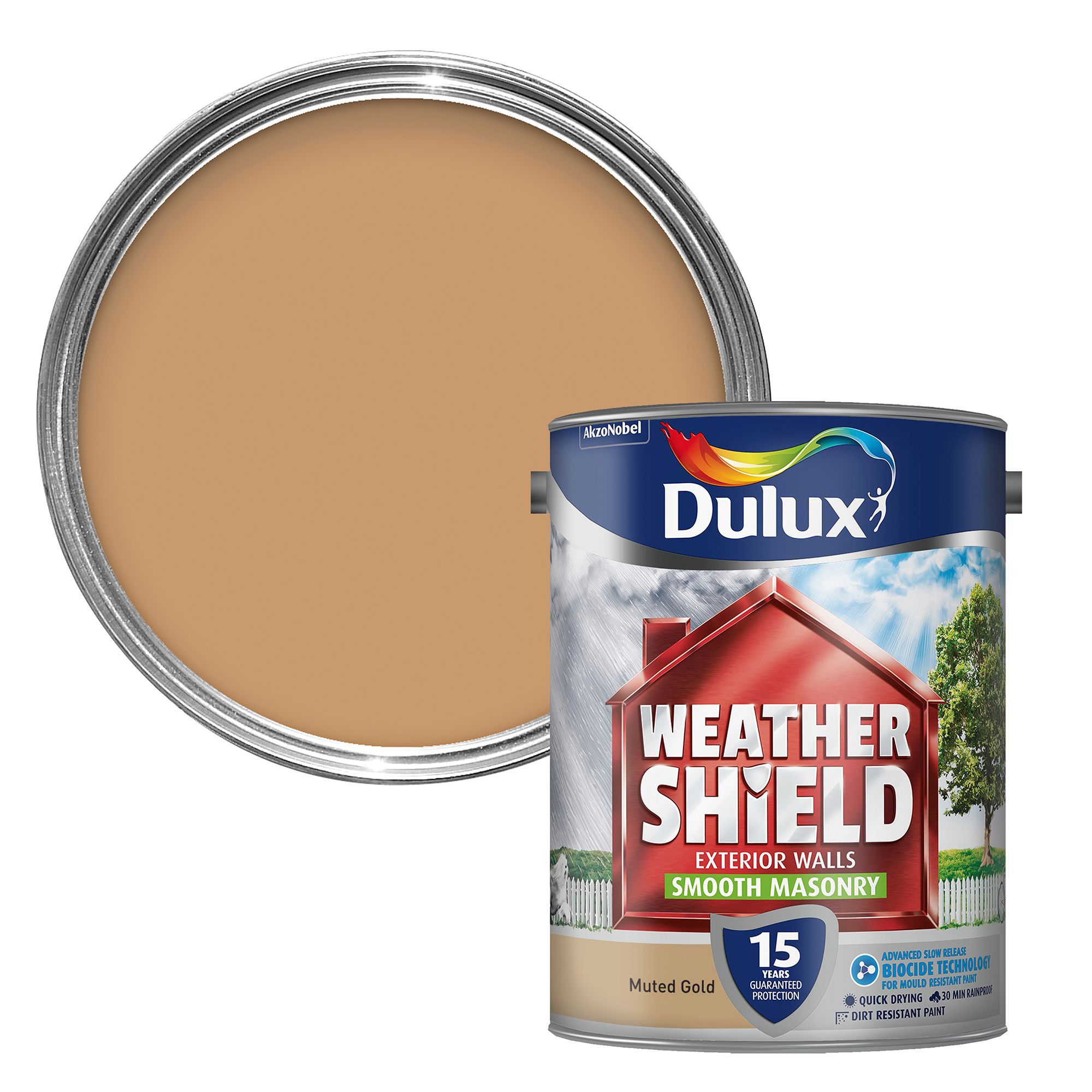  Dulux  Weathershield Muted gold Smooth Masonry paint  5L 