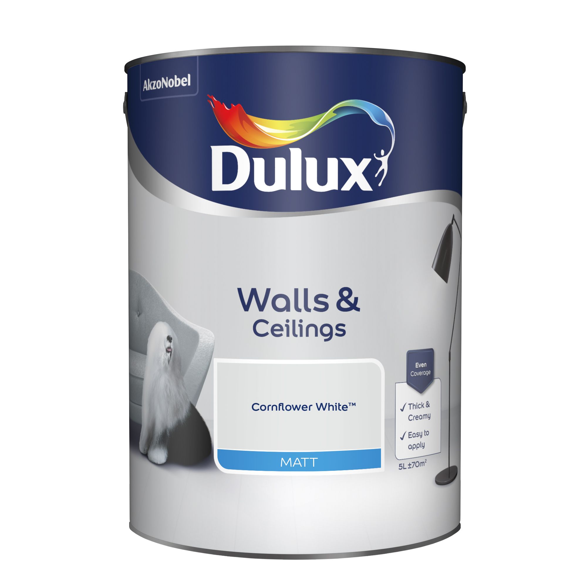 Dulux Cornflower White Matt Emulsion Paint 5L | Departments | DIY At B&Q