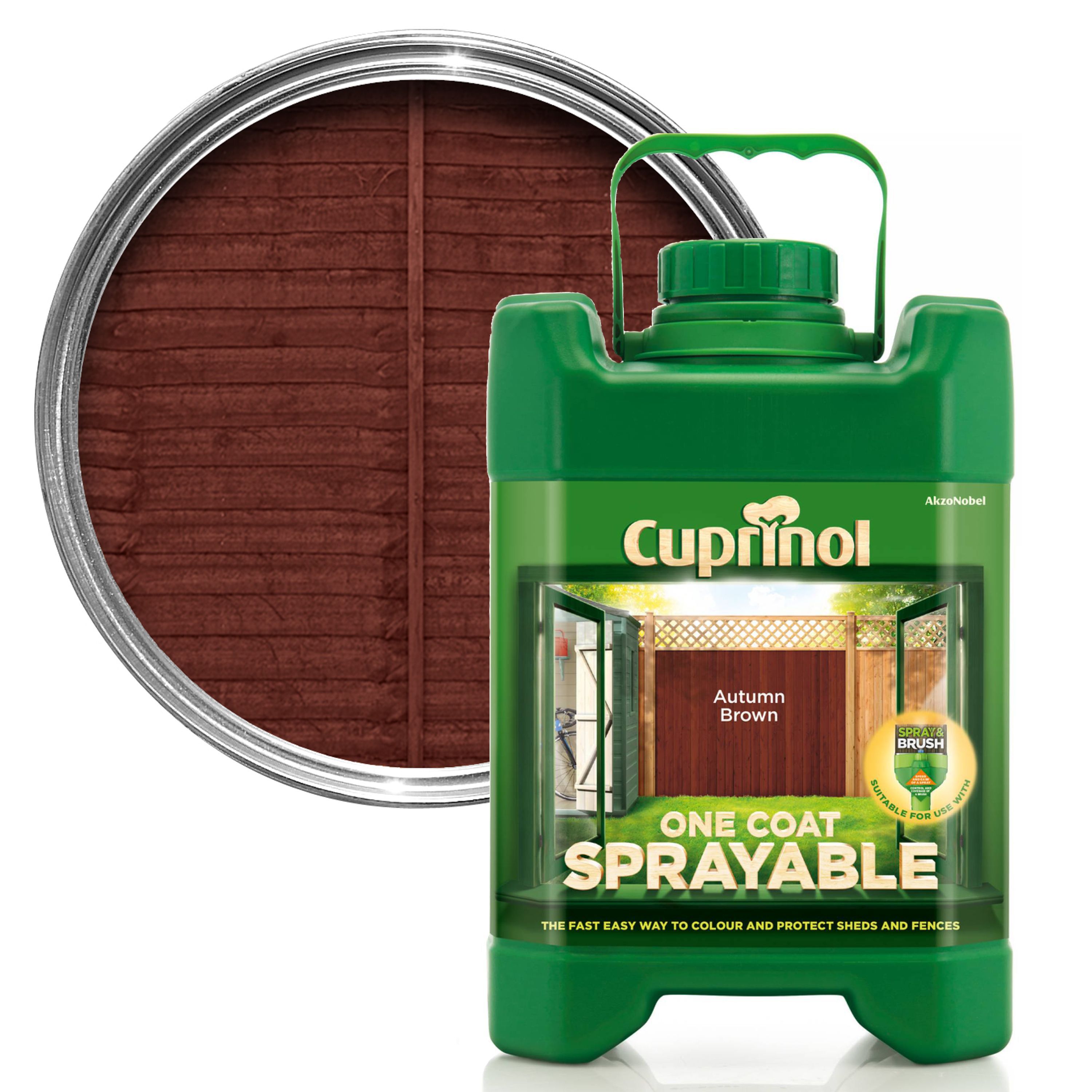 Cuprinol One Coat Sprayable Autumn brown Shed & fence treatment 5L ...