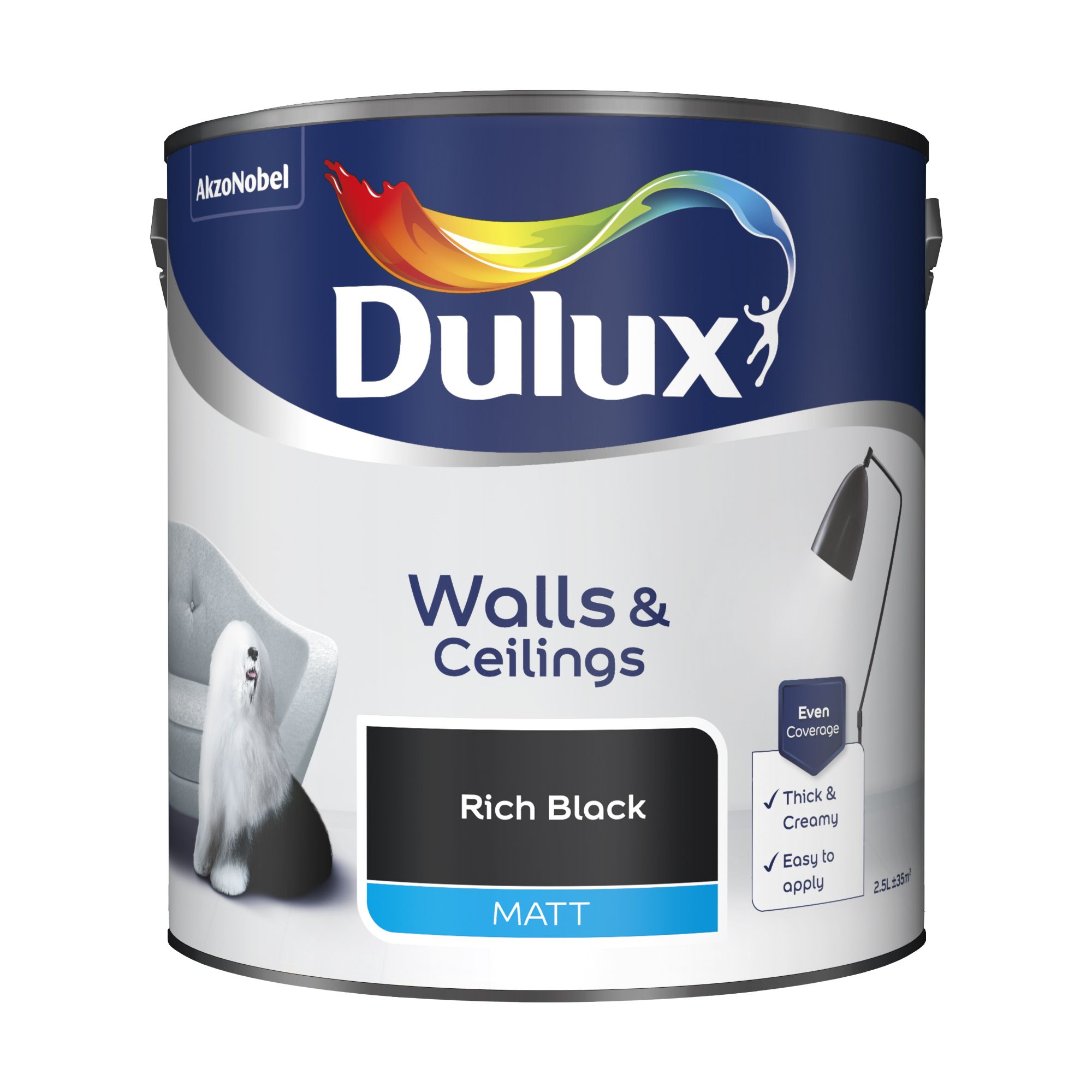  Dulux  Rich black  Matt Emulsion paint 2 5L Departments 