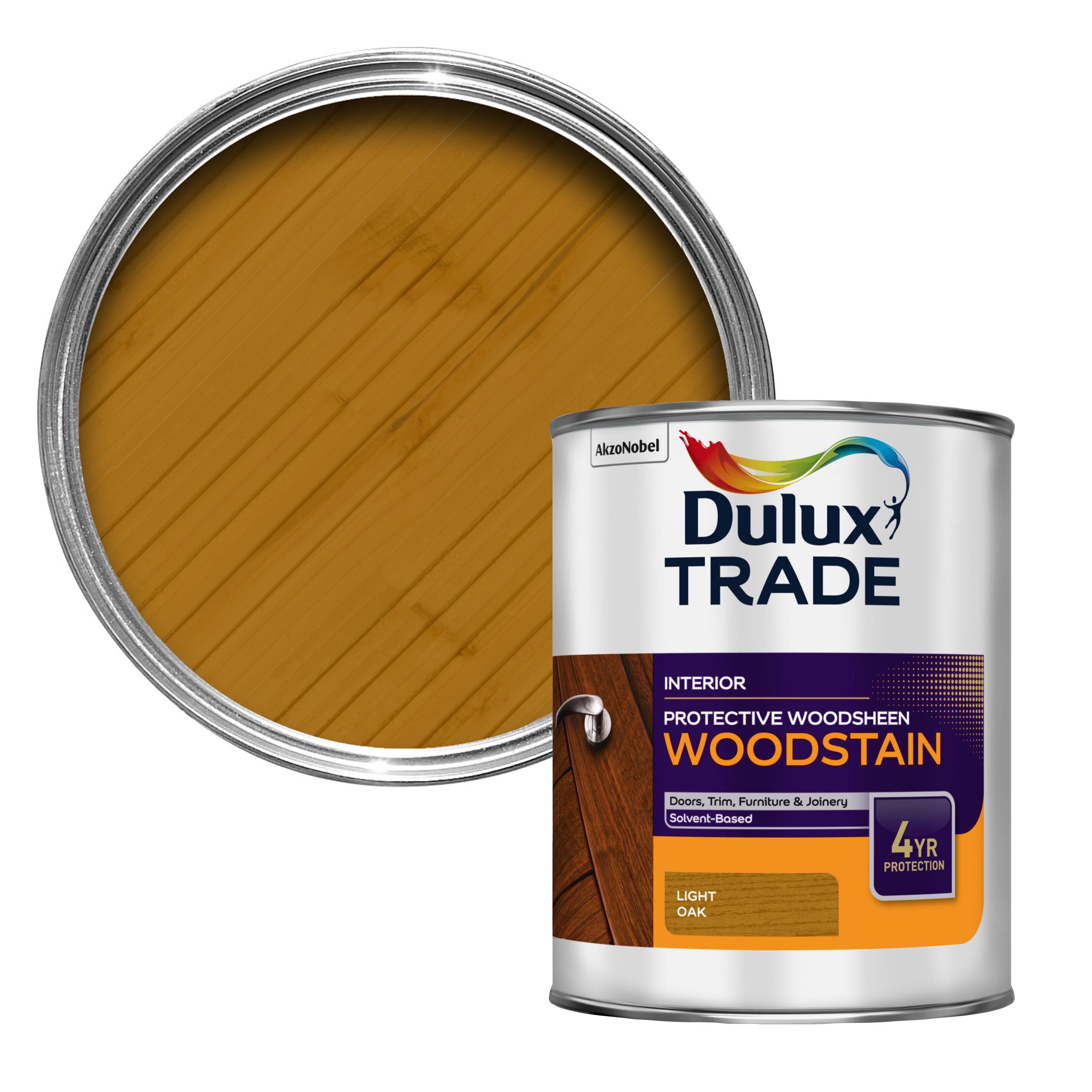 Dulux Trade Light Oak Satin Wood Stain 1L Departments DIY At B Q   5010212568408 02c Bq