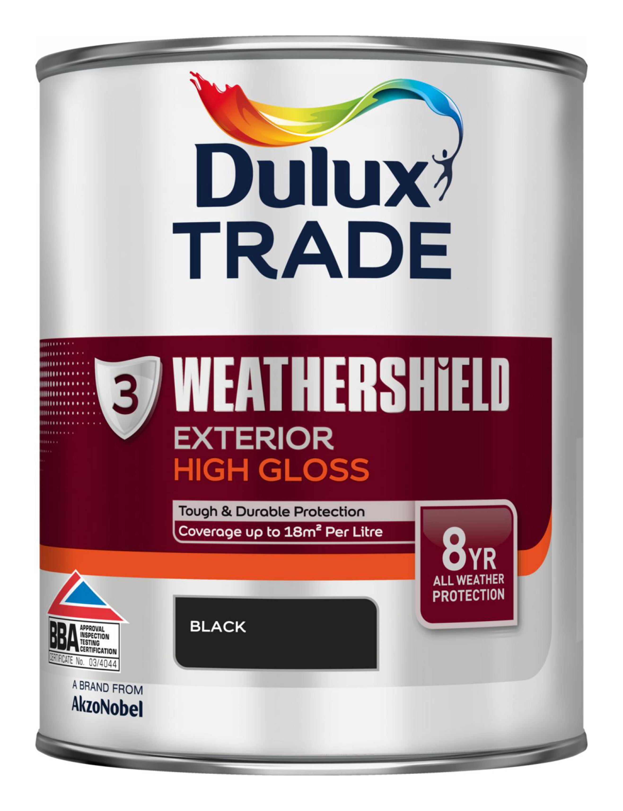  Dulux  Trade Exterior  Black Gloss Wood Metal Paint  1L Tin 