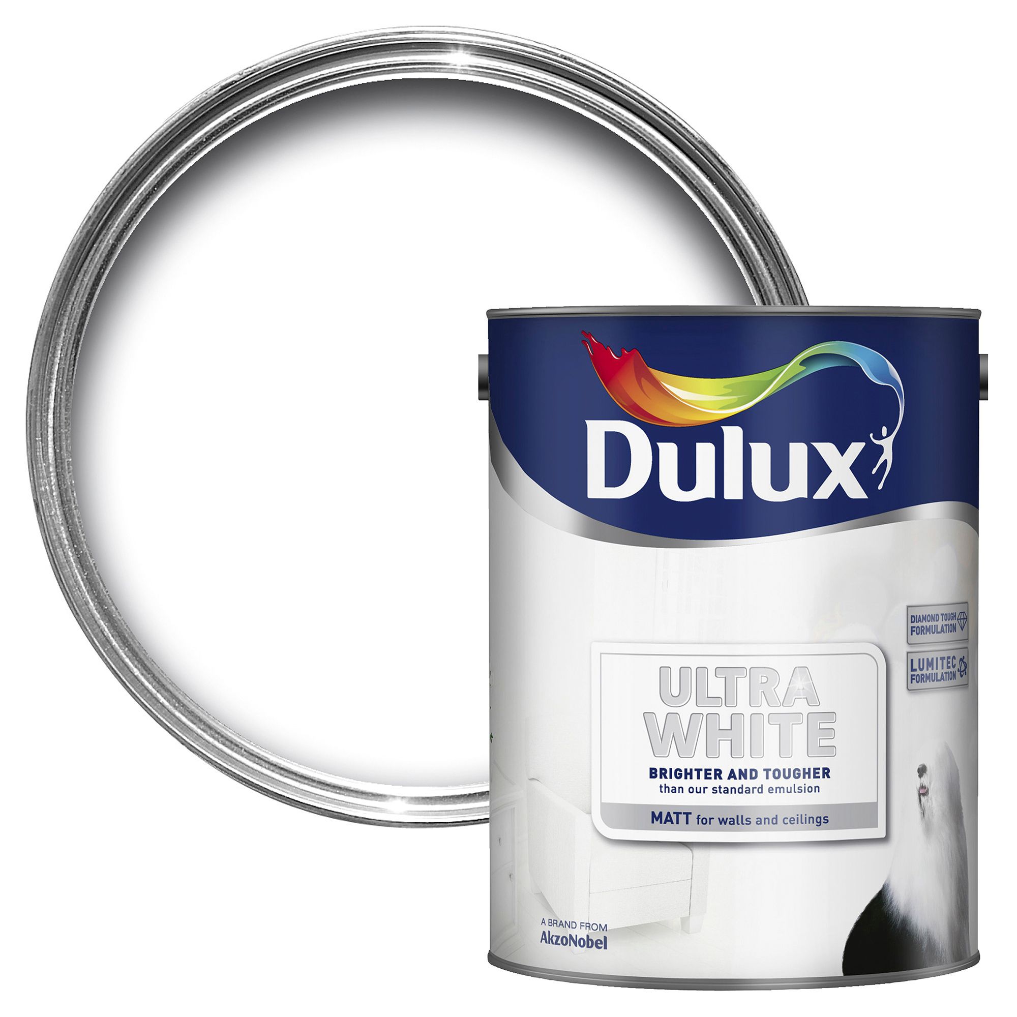 Dulux Ultra Pure Brilliant White Matt Emulsion Paint 5L | Departments ...