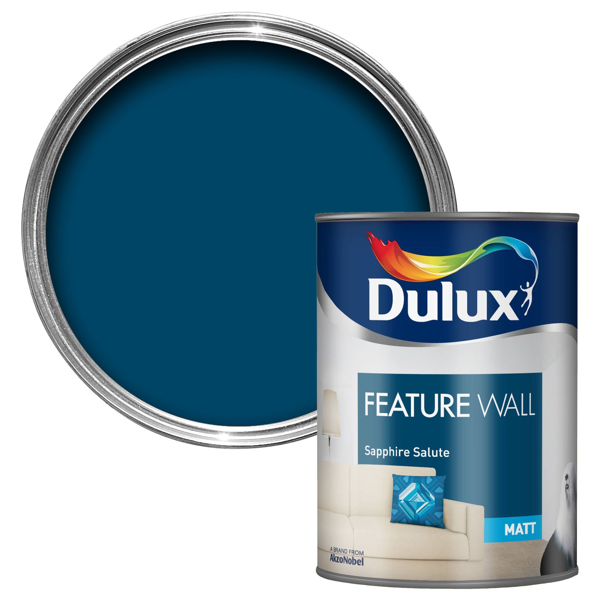 Dulux Feature wall Sapphire salute Matt Emulsion paint 1 ...