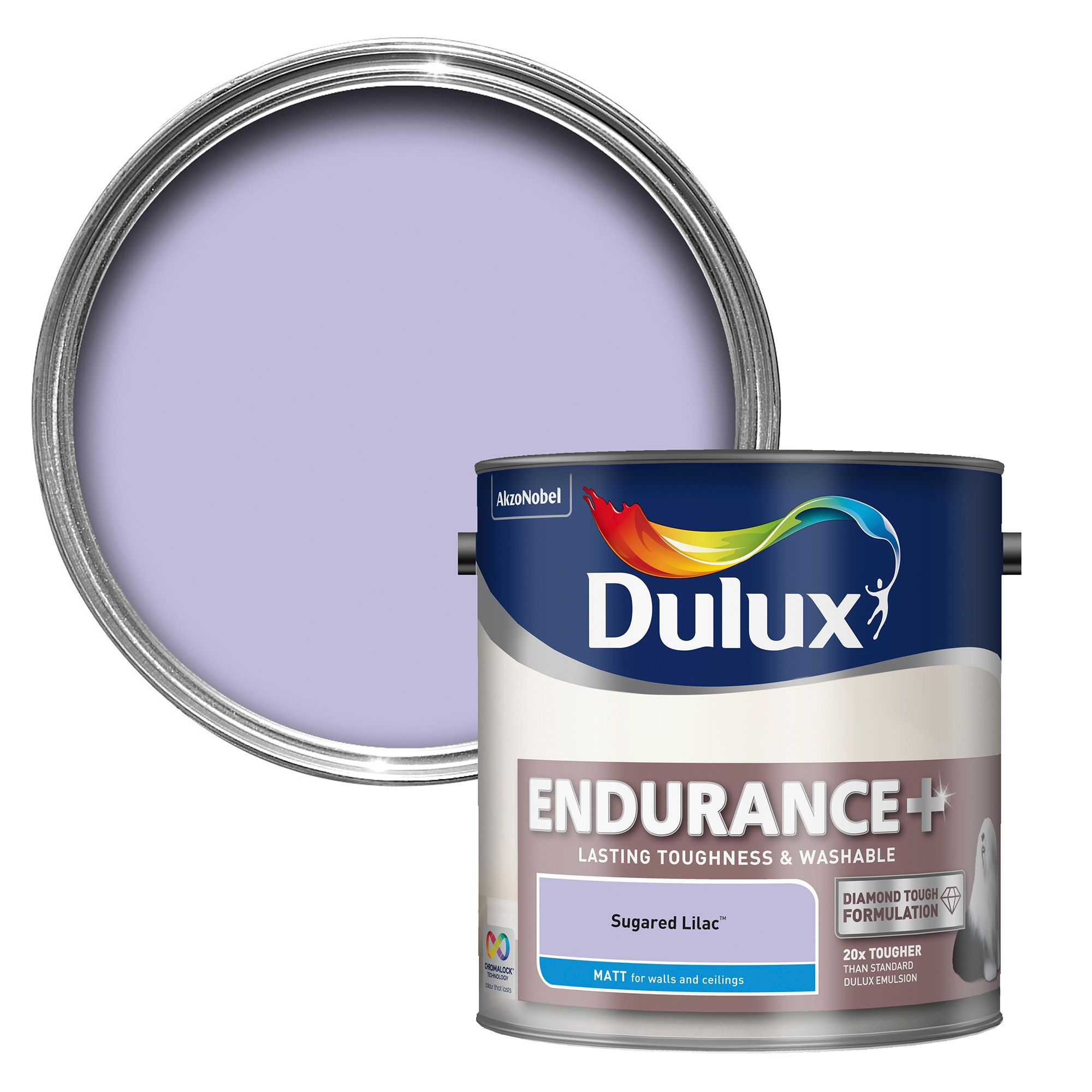 Dulux Endurance Sugared Lilac Matt Emulsion Paint 2.5L | Departments ...