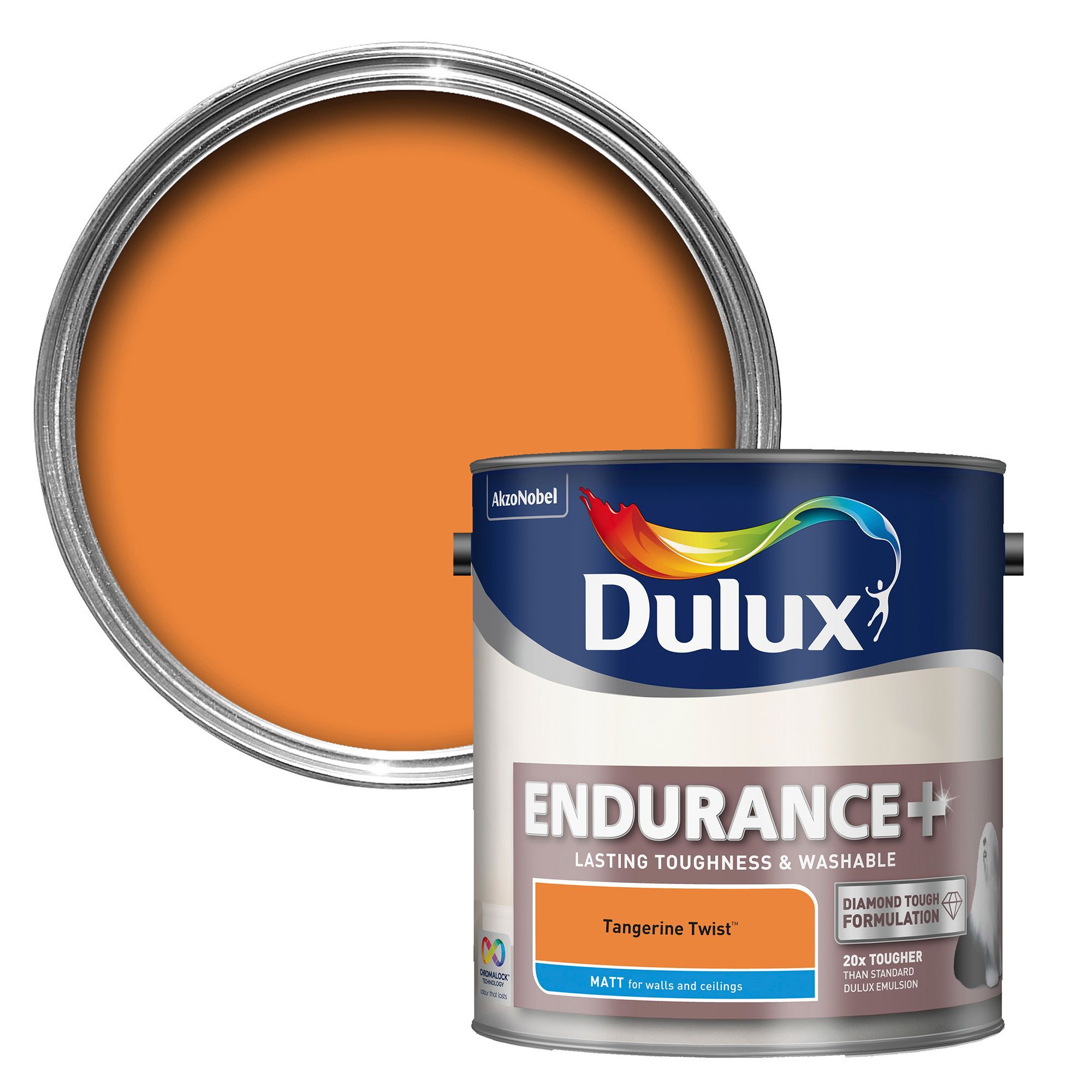 Dulux Endurance Tangerine twist Matt Emulsion paint 2.5L Departments