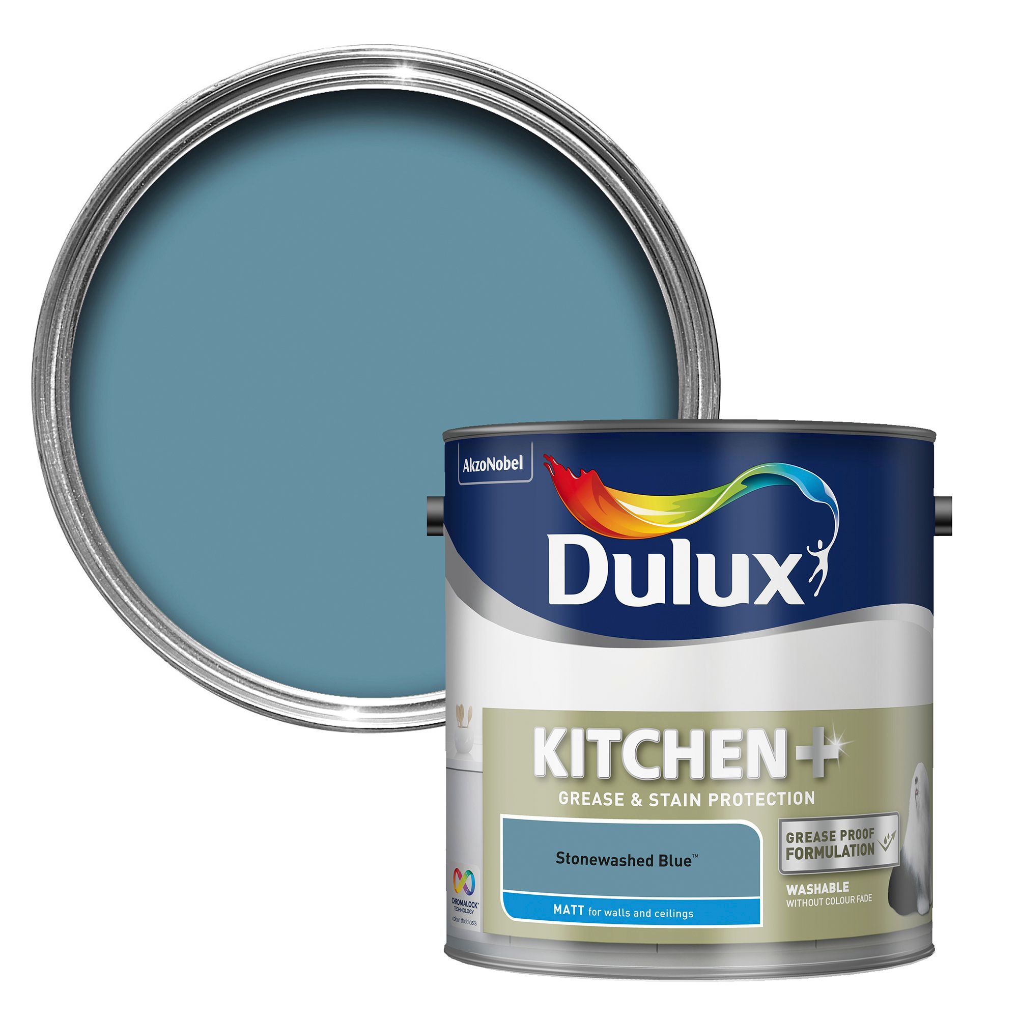 Dulux Easycare Kitchen Stonewashed Blue Matt Emulsion Paint 2 5L   5010212576021 02c Bq