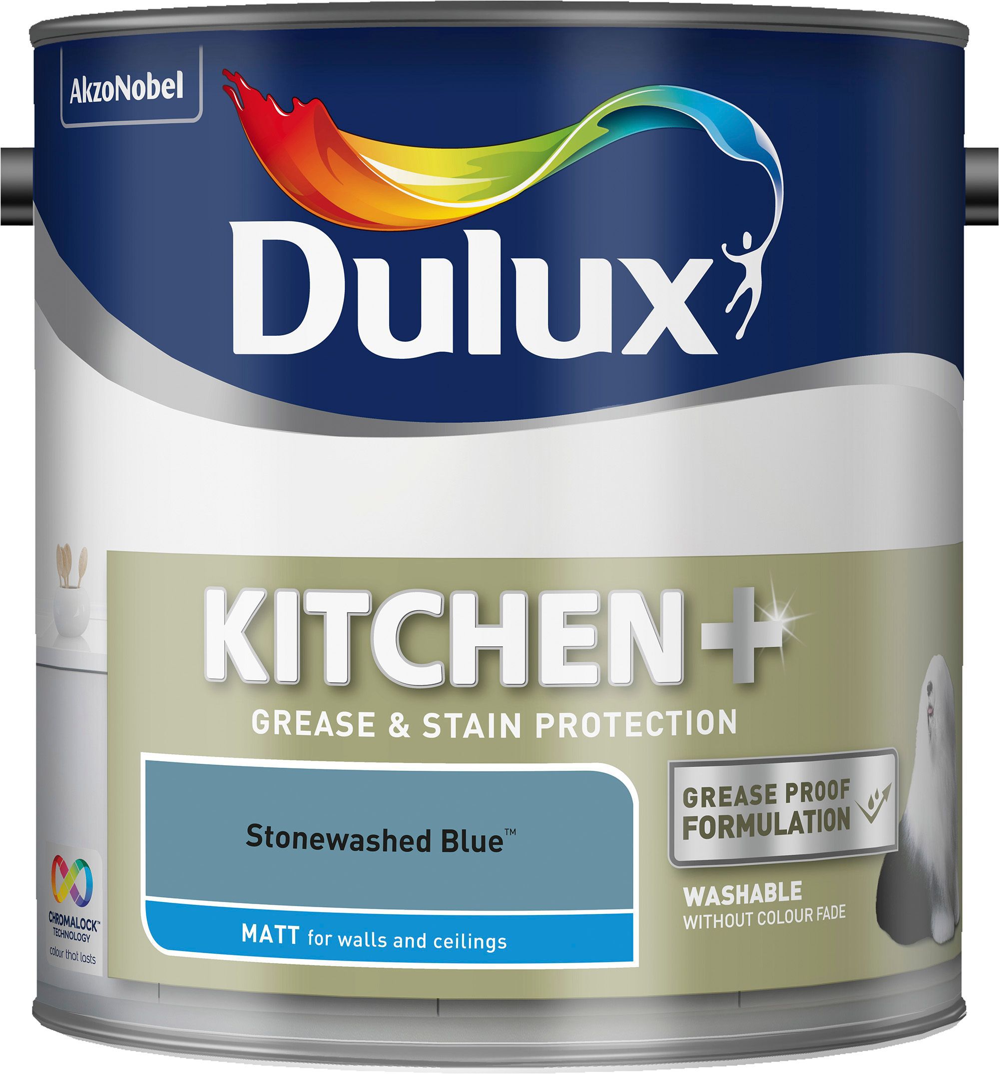 Dulux Kitchen Stonewashed Blue Matt Emulsion Paint 2.5L | Departments ...