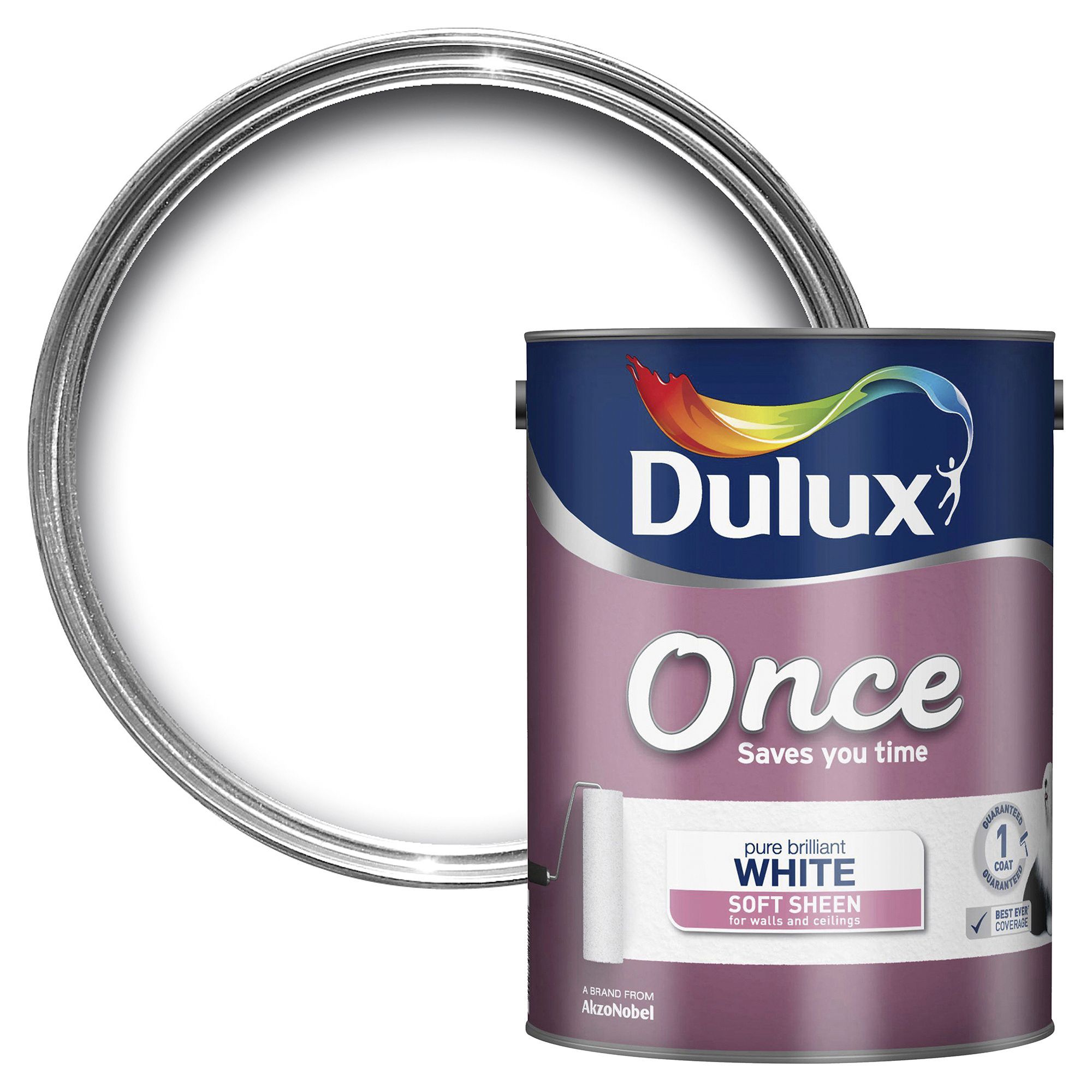 Dulux Pure Brilliant White Soft Sheen Emulsion Paint 5L Departments DIY at B&Q