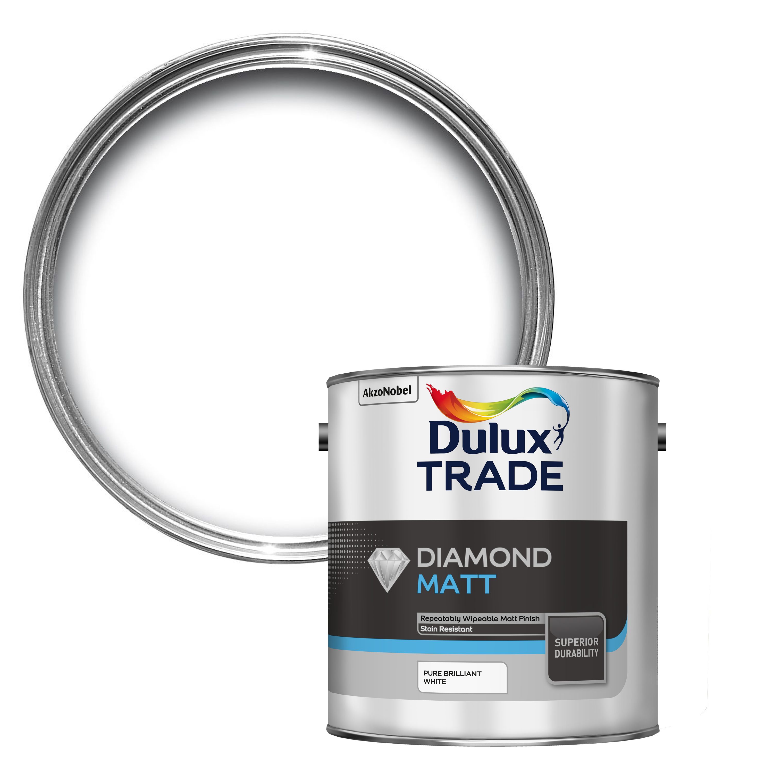 Dulux Trade Diamond Pure brilliant white Matt Emulsion paint 2.5L