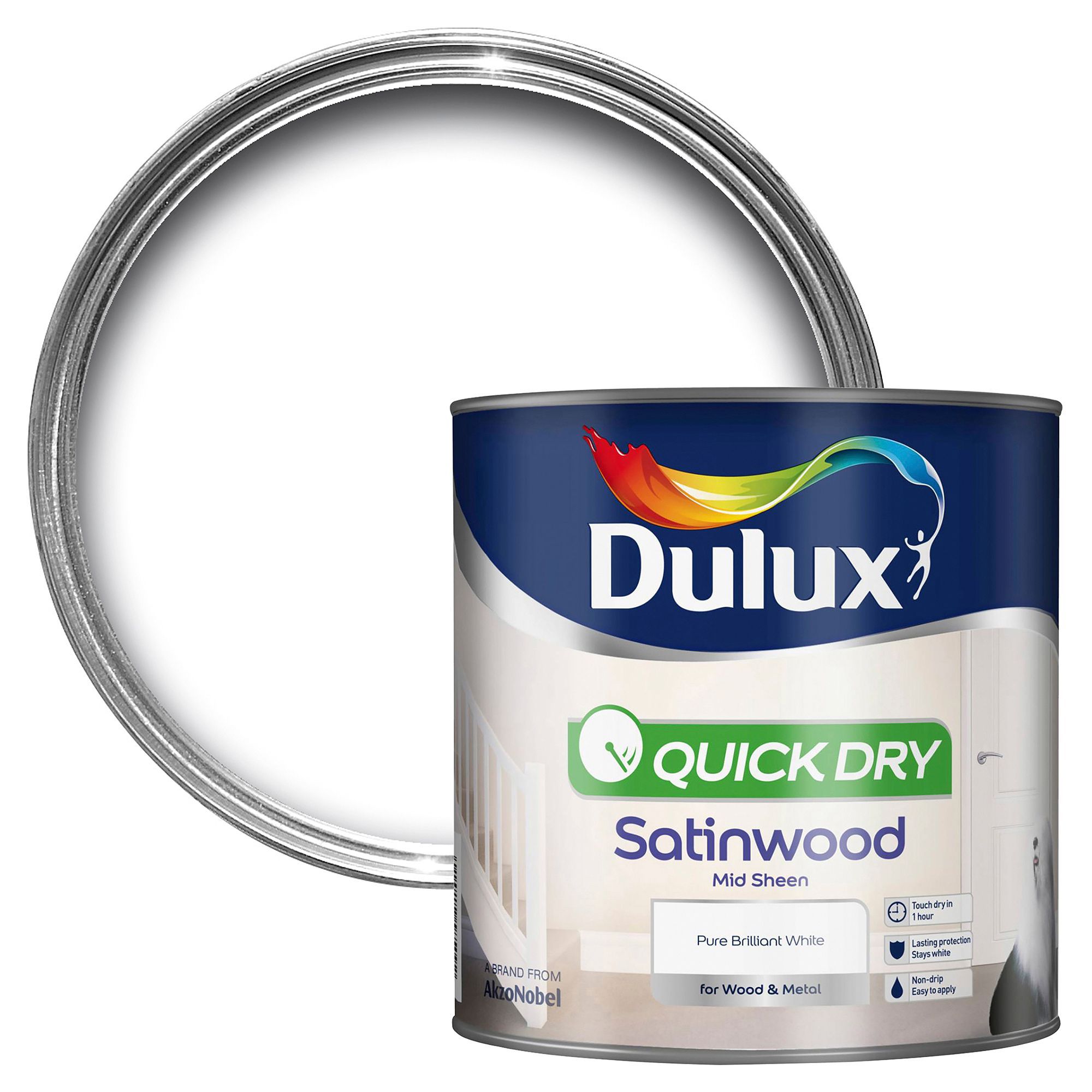  Dulux  Quick Dry Pure brilliant  white  Satinwood Wood 