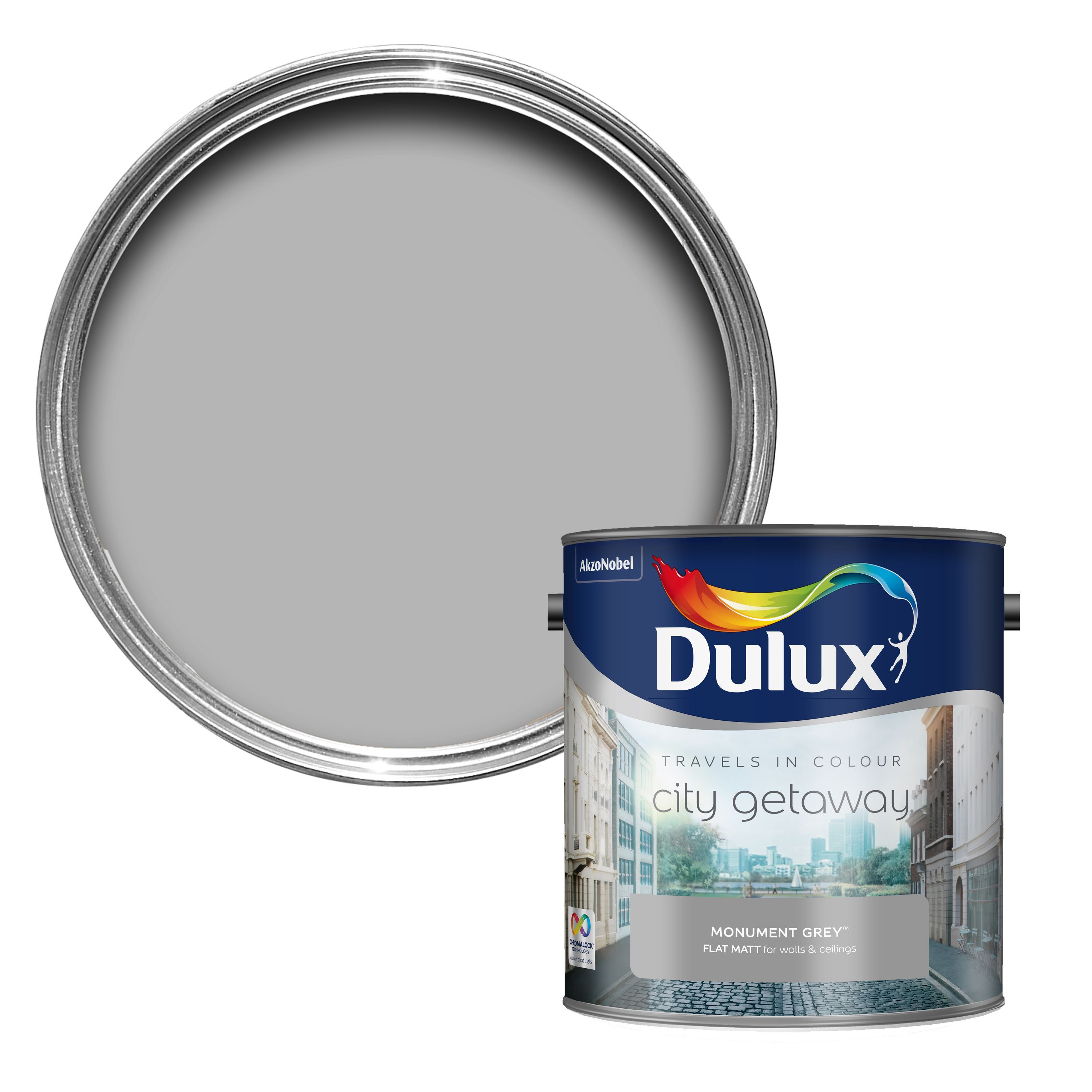 Dulux Travels In Colour Monument Grey Matt Emulsion Paint 2.5L ...