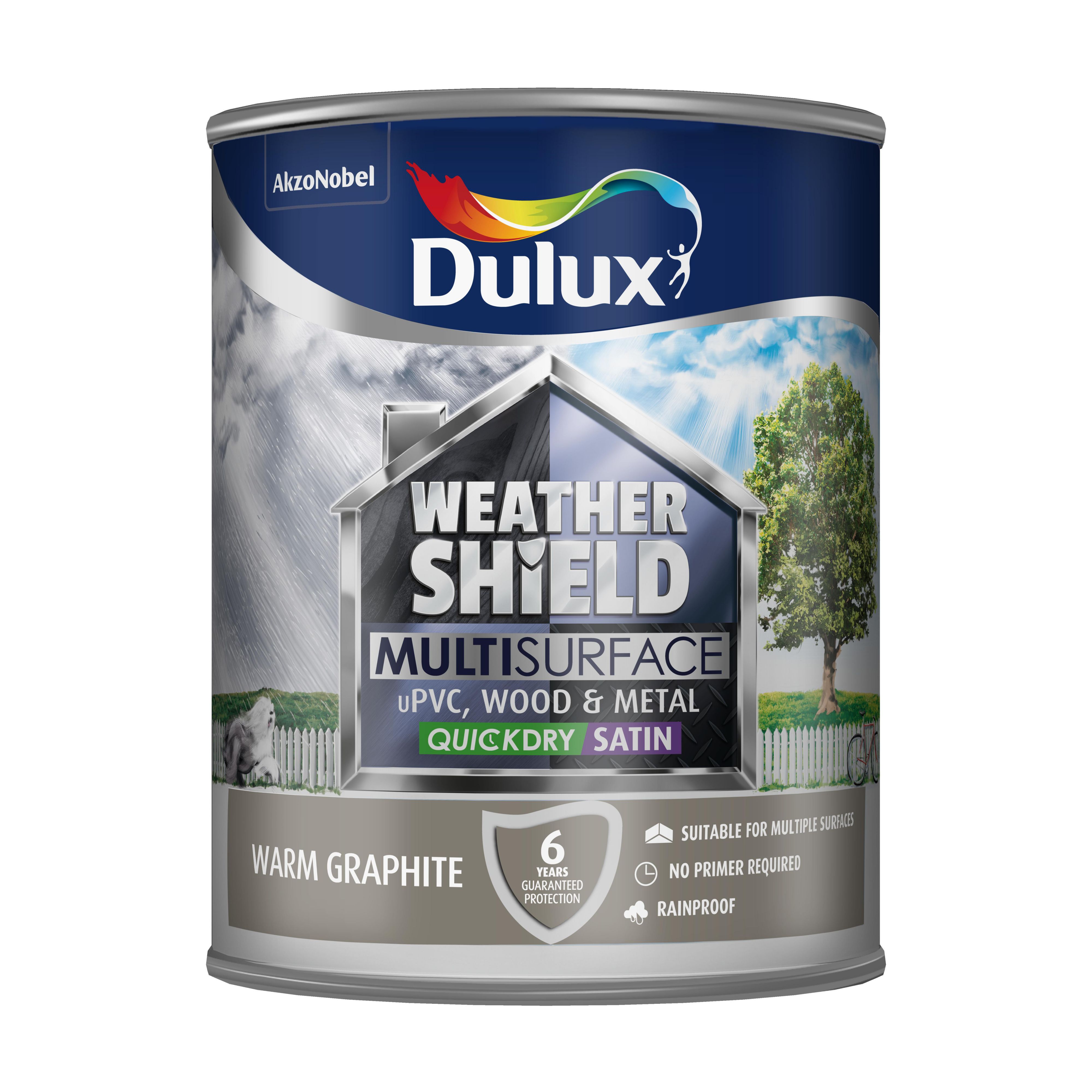 Dulux Weathershield Warm Graphite Satin Multi-surface Paint, 0.75L ...