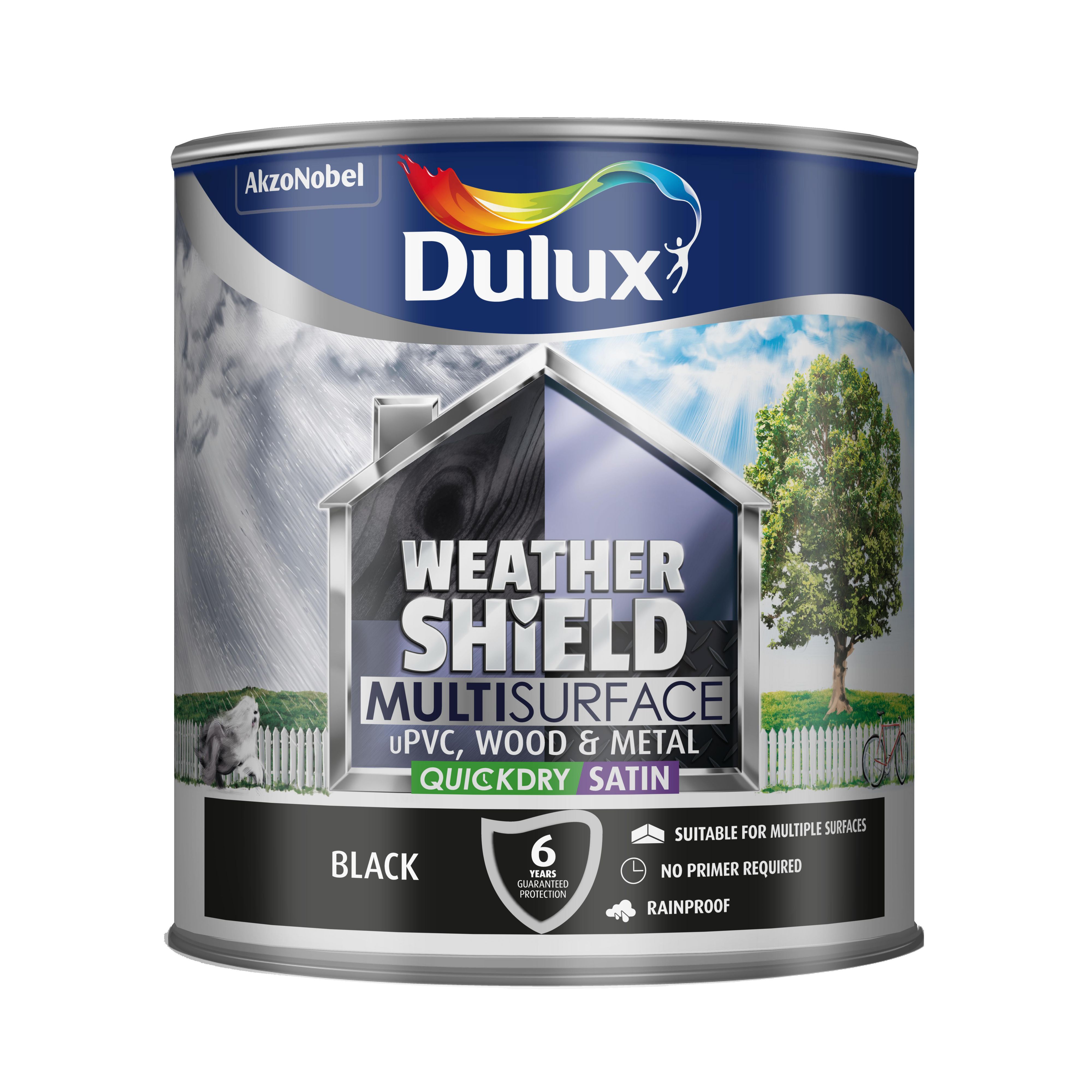  Dulux  Weathershield  Black  Satin Multi surface paint  2 5L 